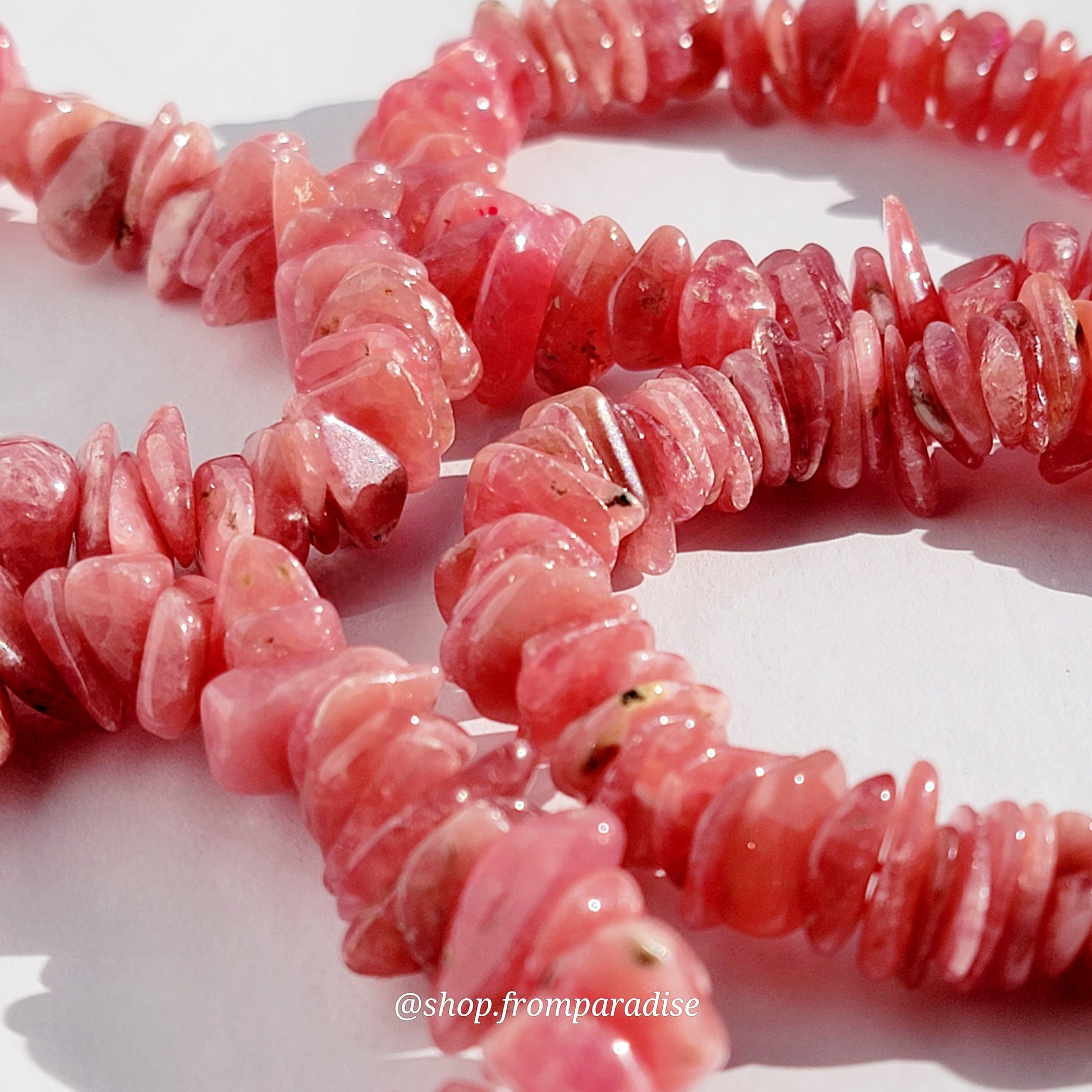 Rhodochrosite Crystal Chip Bracelet