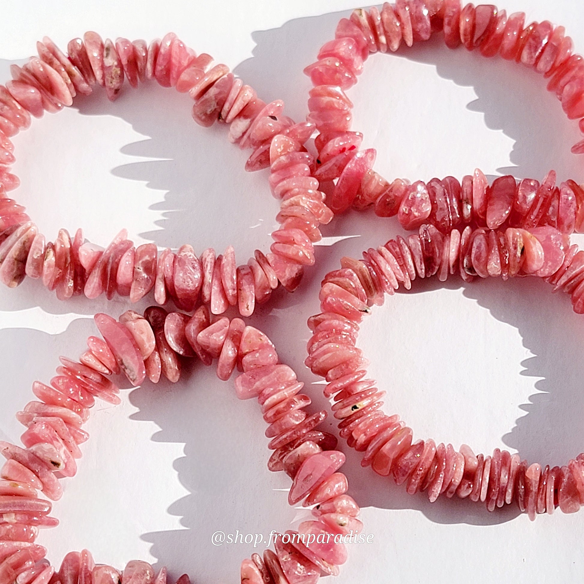 Rhodochrosite Crystal Chip Bracelet