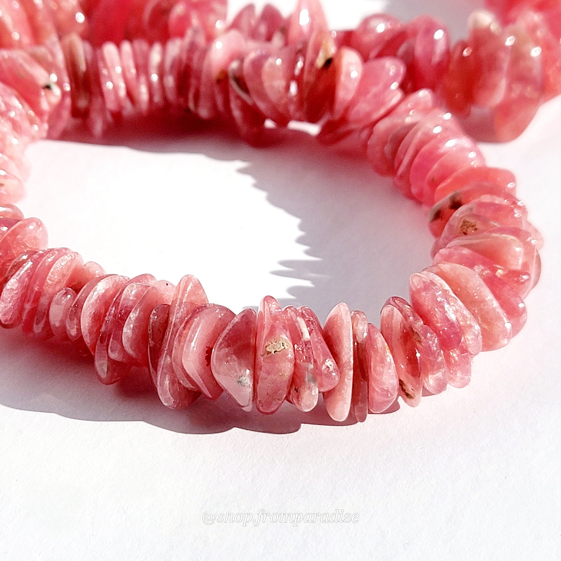 Rhodochrosite Crystal Chip Bracelet