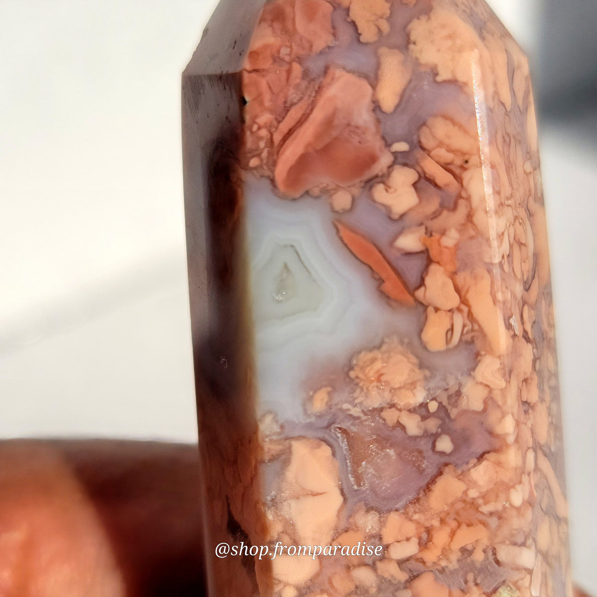 Druzy Pink Agate Crystal Tower
