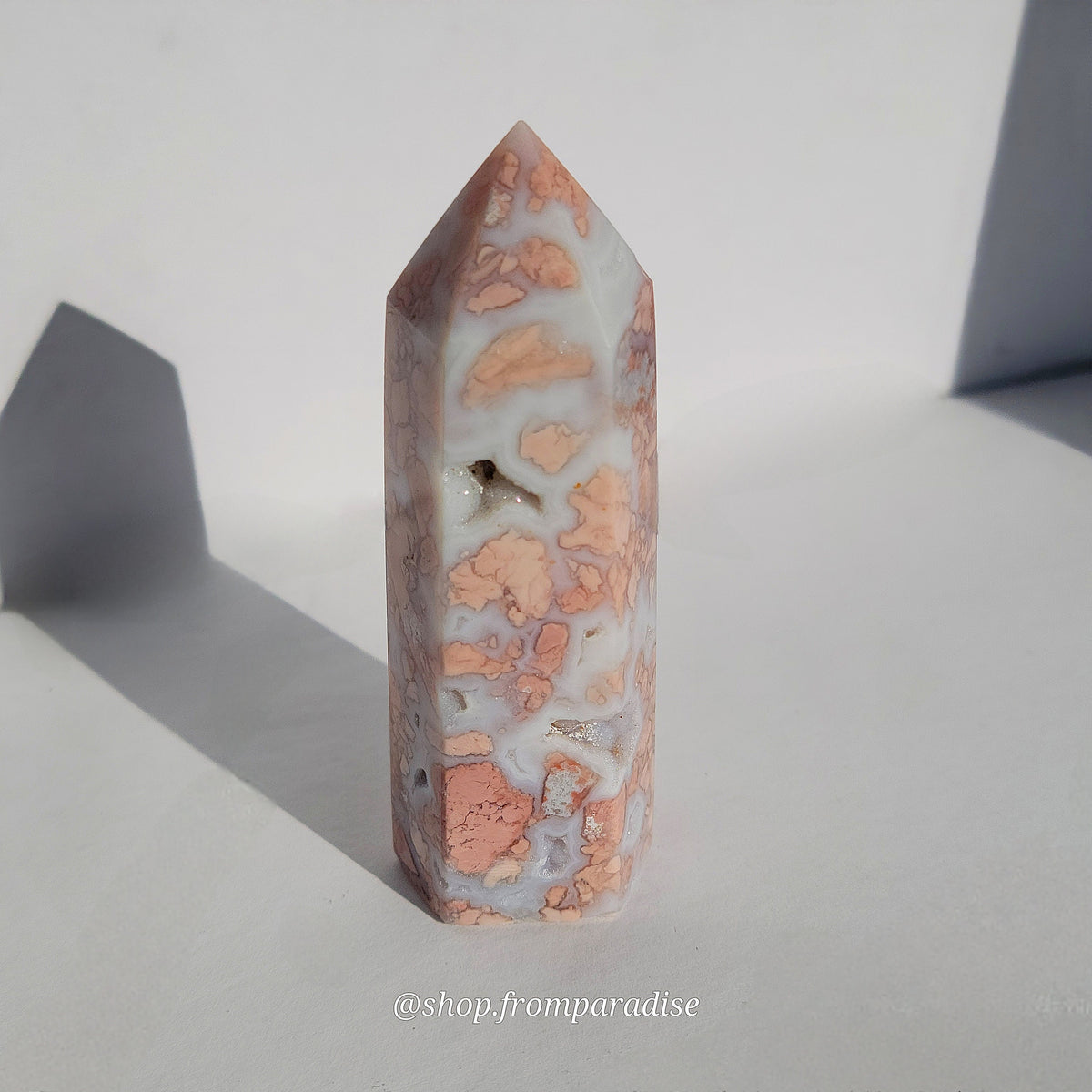 Druzy Pink Agate Crystal Tower
