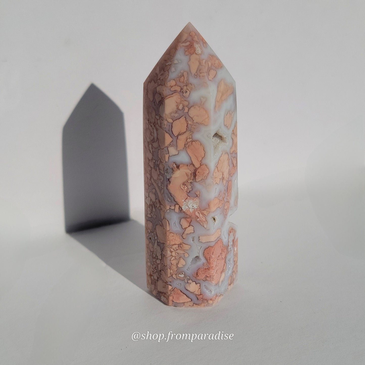 Druzy Pink Agate Crystal Tower