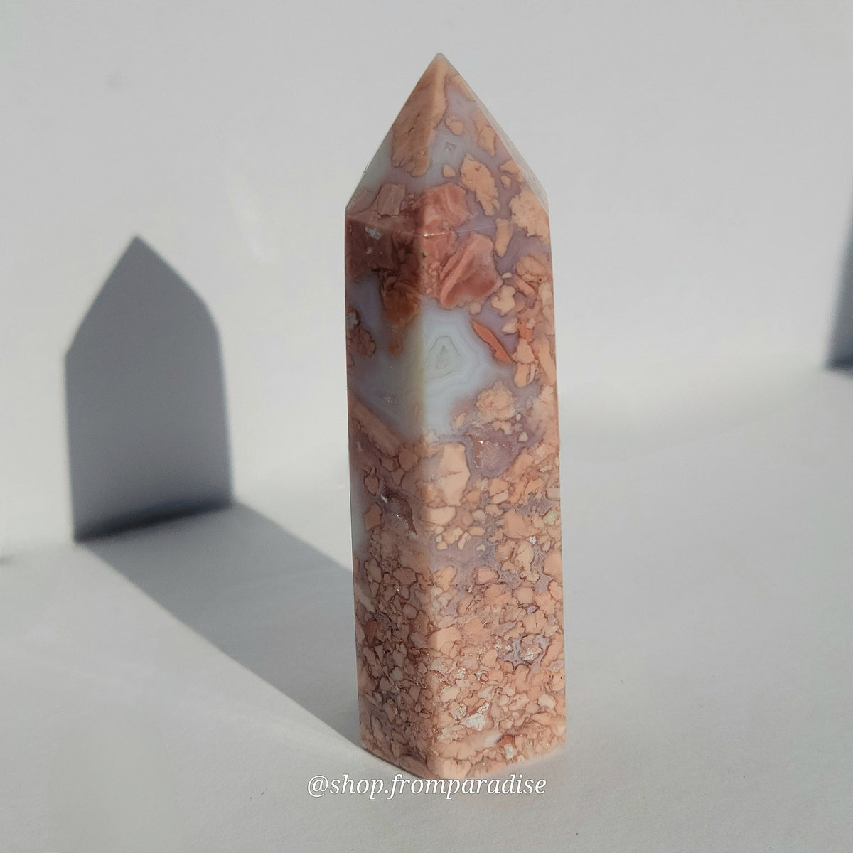 Druzy Pink Agate Crystal Tower
