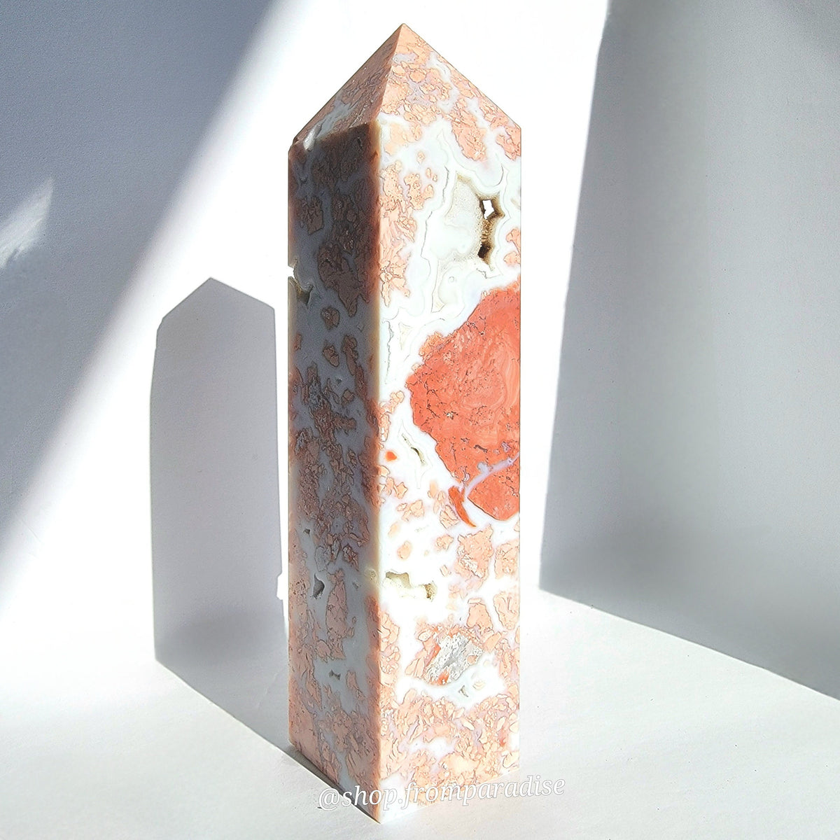 Druzy Pink Agate Crystal Tower