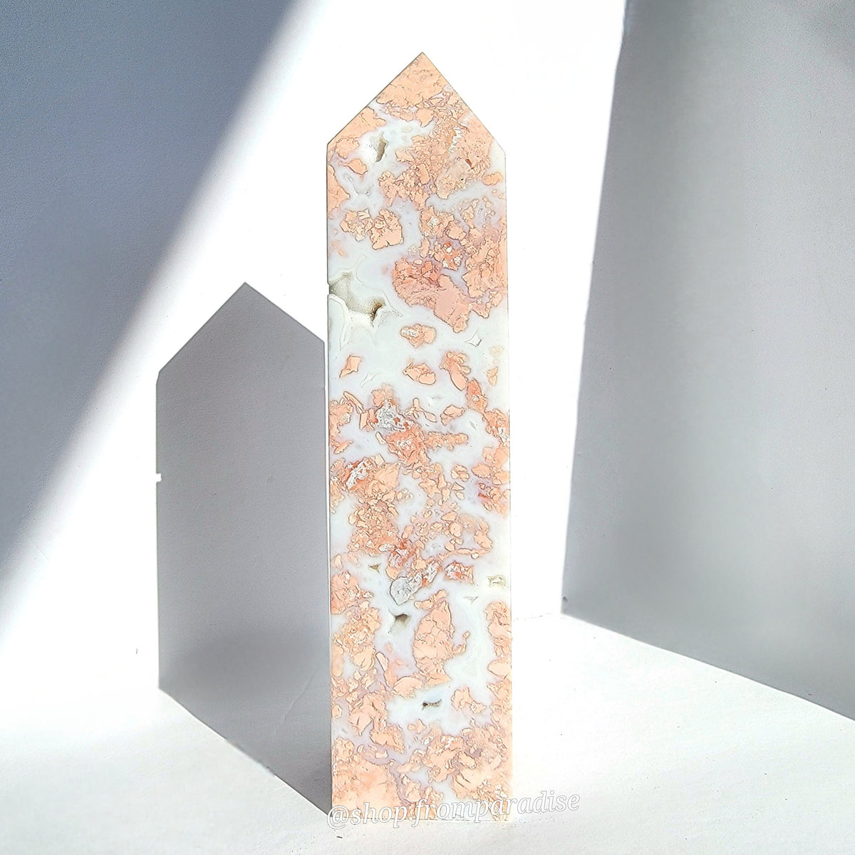 Large Druzy Pink Agate Crystal Tower