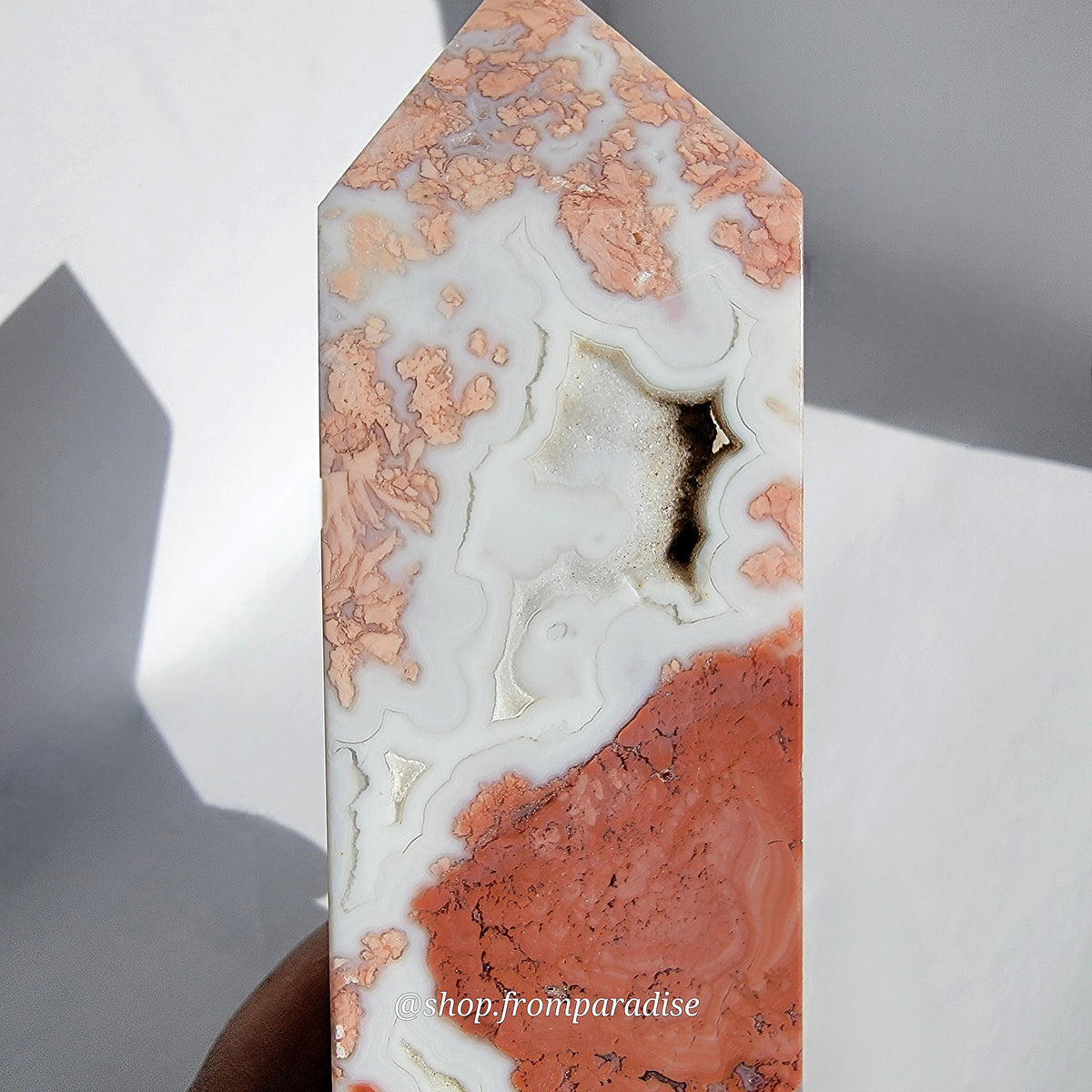 Druzy Pink Agate Crystal Tower