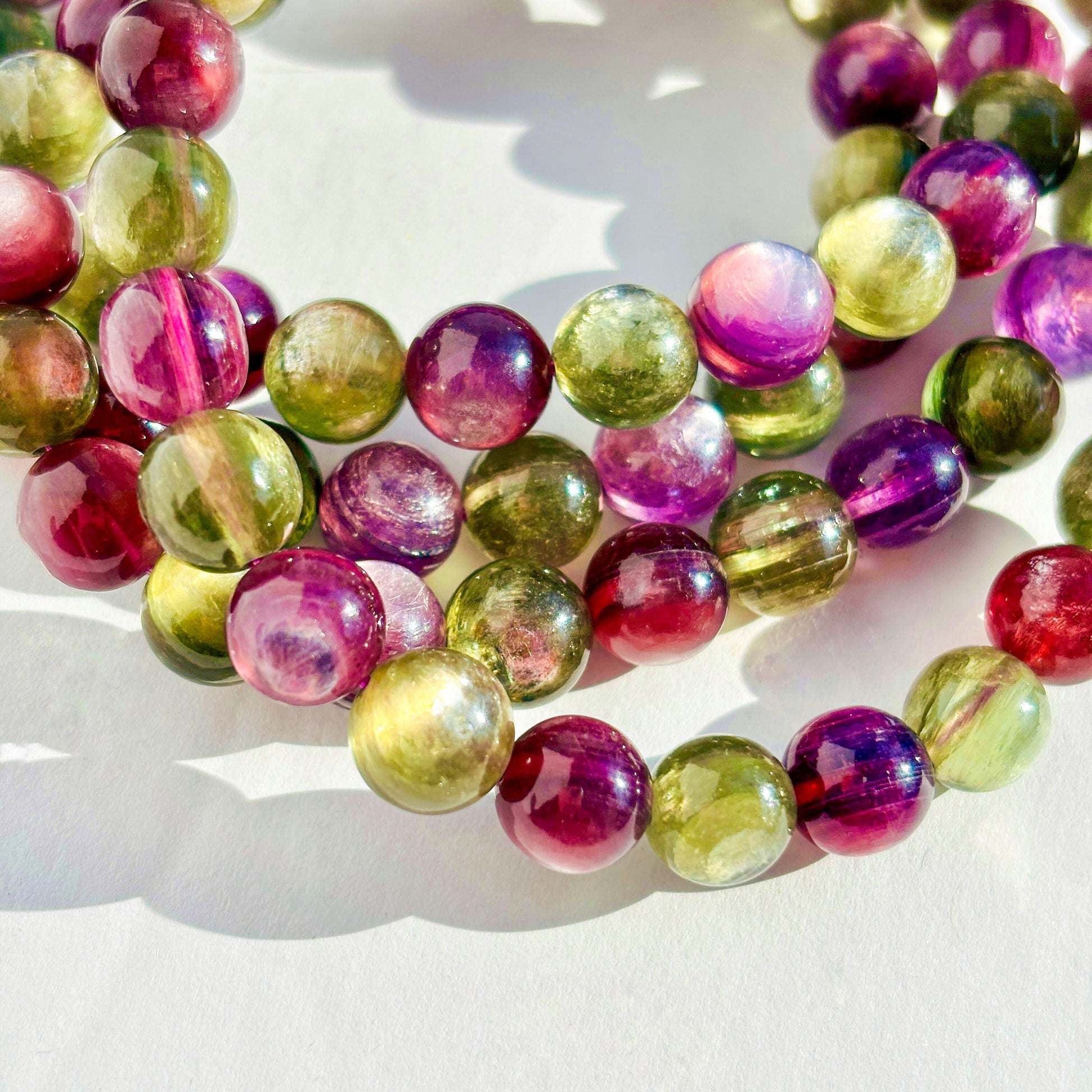 Green Mica Purple Mica Crystal Bracelet
