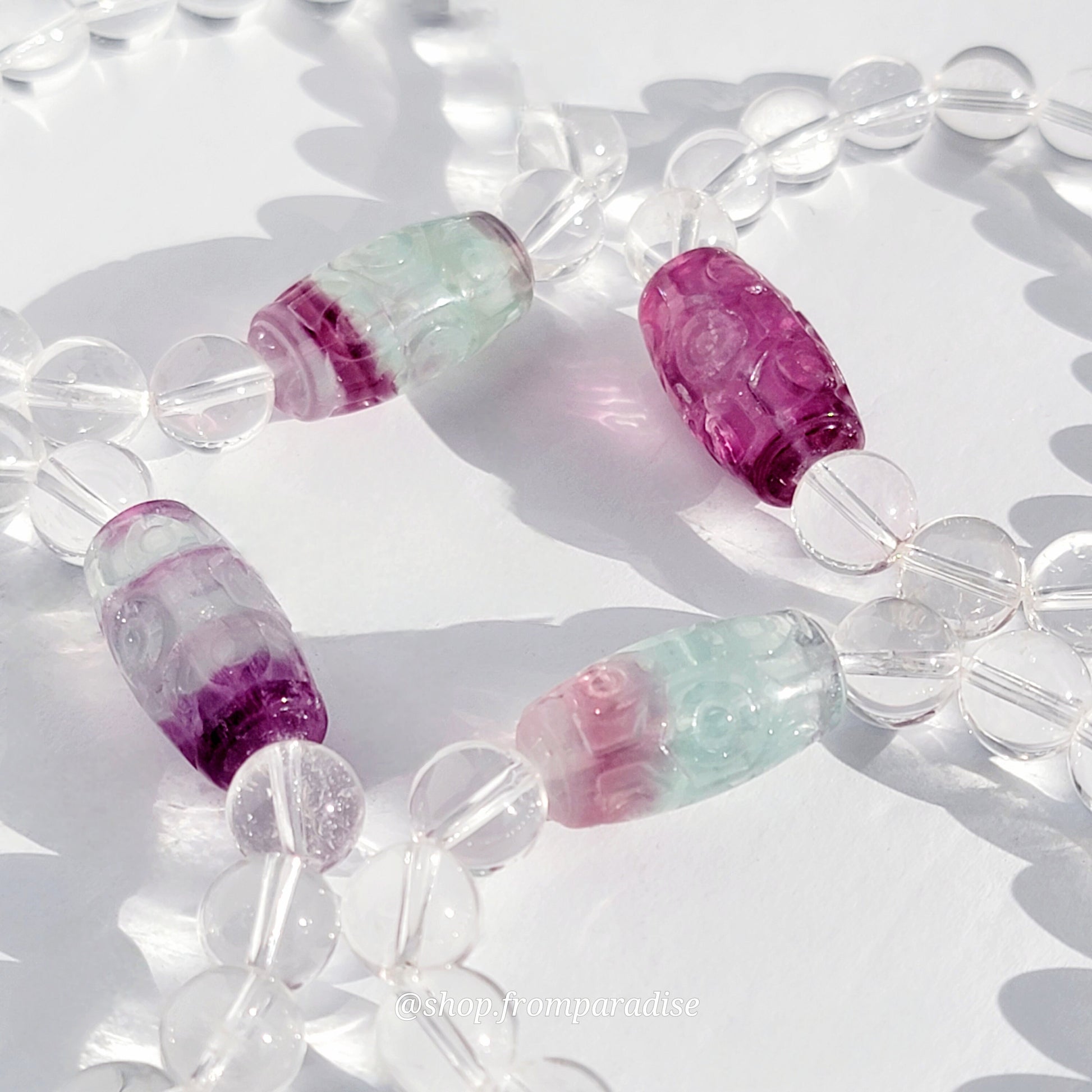 Fluorite and Clear Quartz Crystal Bracelet