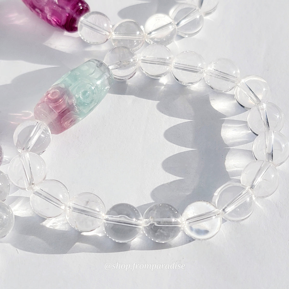 Fluorite and Clear Quartz Handmade Crystal Bracelet