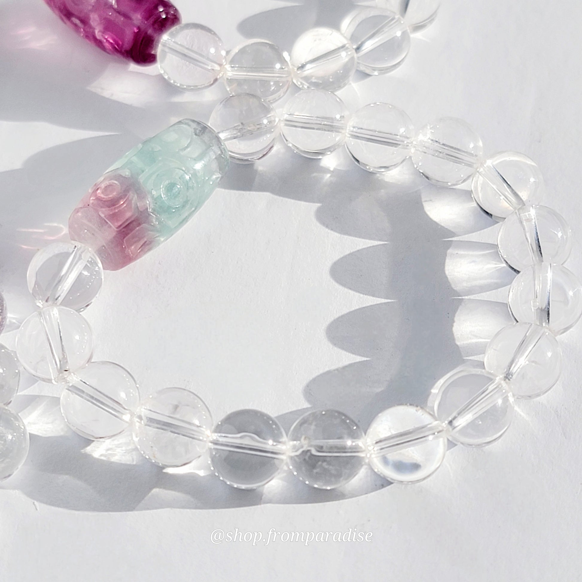 Fluorite and Clear Quartz Handmade Crystal Bracelet