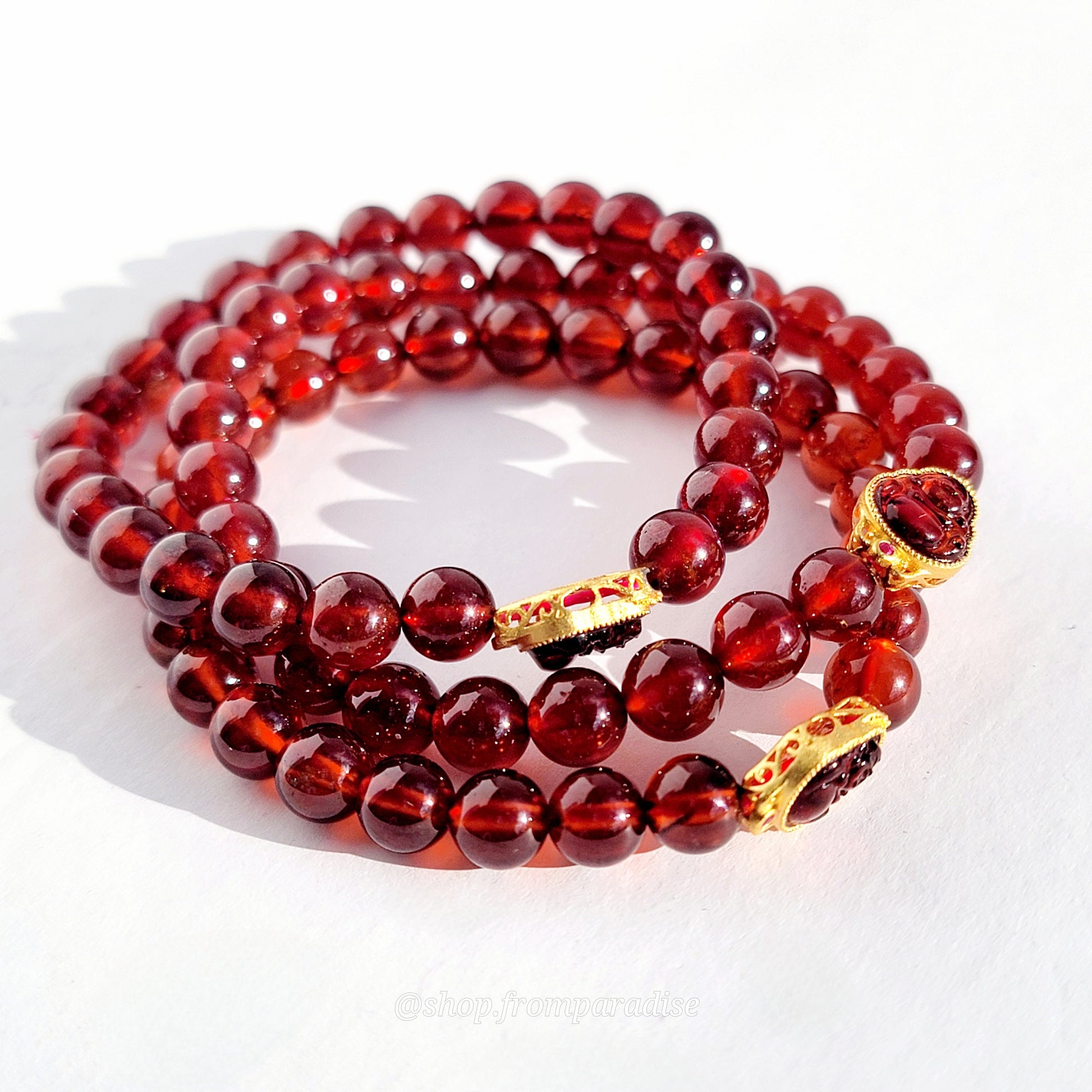 Garnet Laughing Buddha Handmade Crystal Bracelet