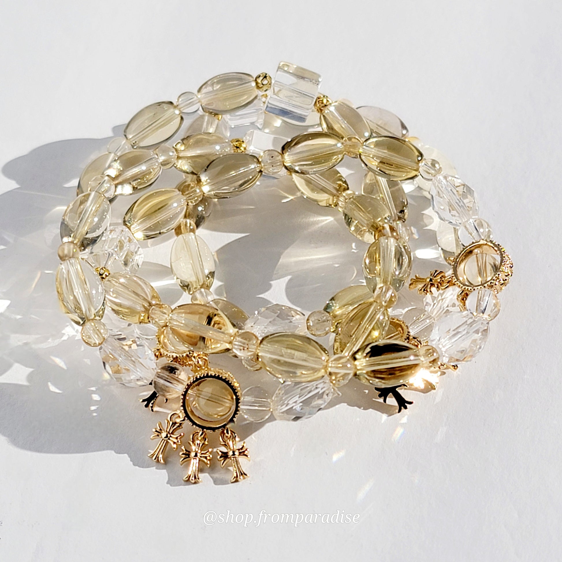 Citrine and Clear Quartz Crystal Bracelet