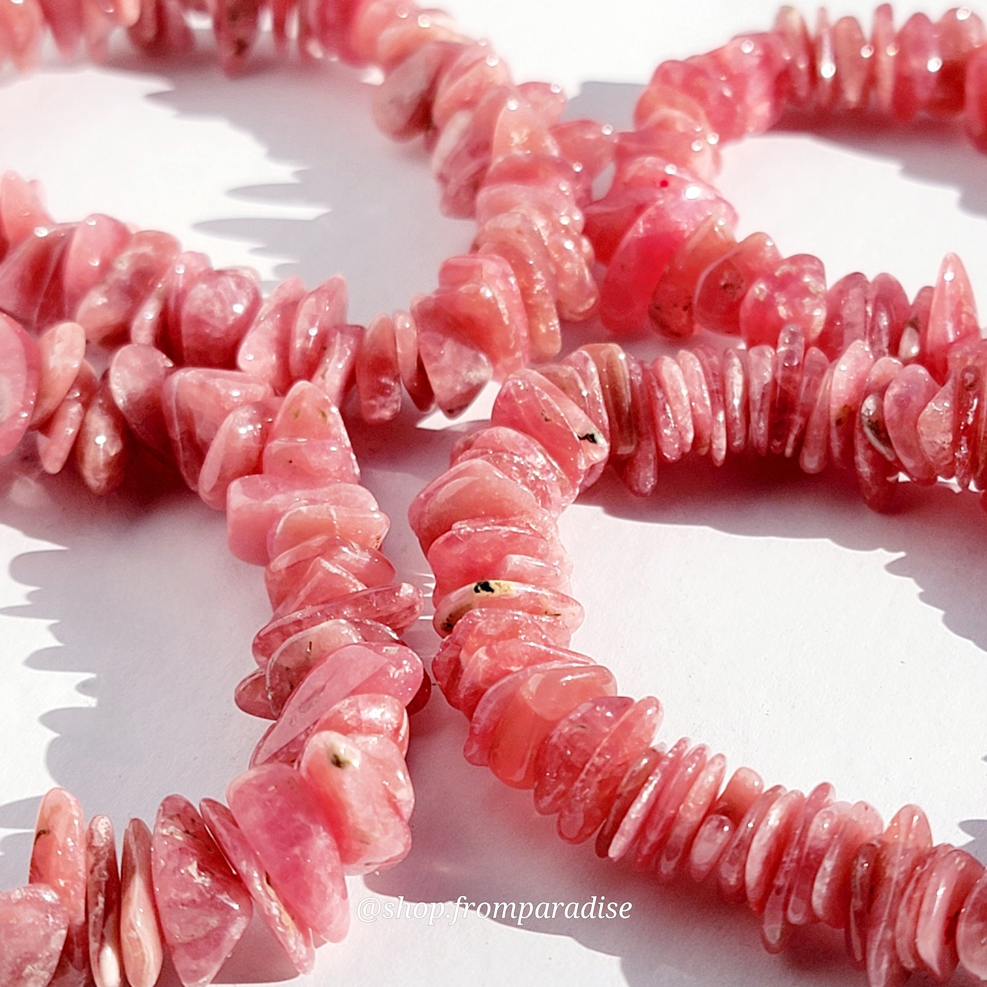 Rhodochrosite Crystal Chip Bracelet