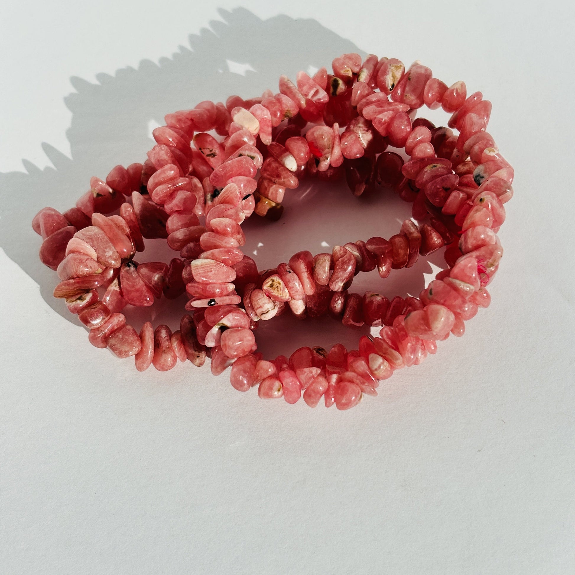 Rhodochrosite Crystal Chip Bracelet