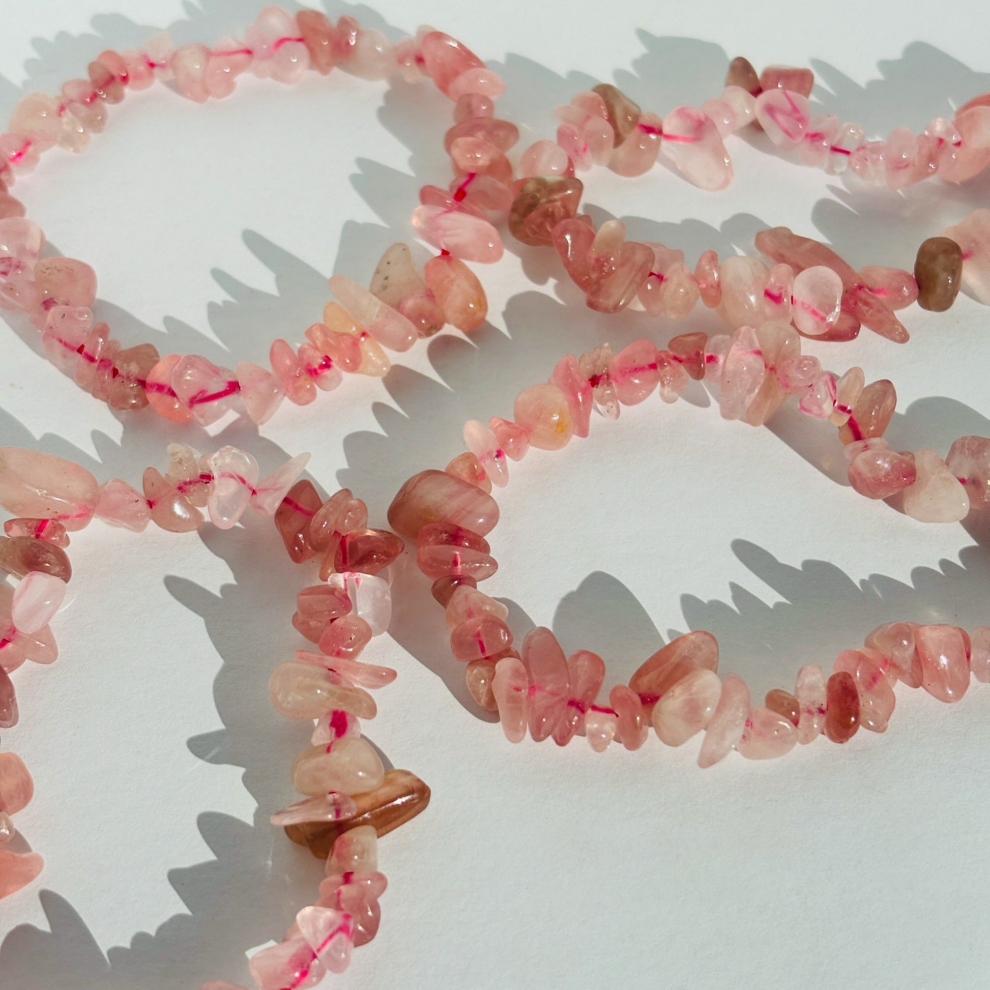 Rose Quartz Crystal Chip Bracelet
