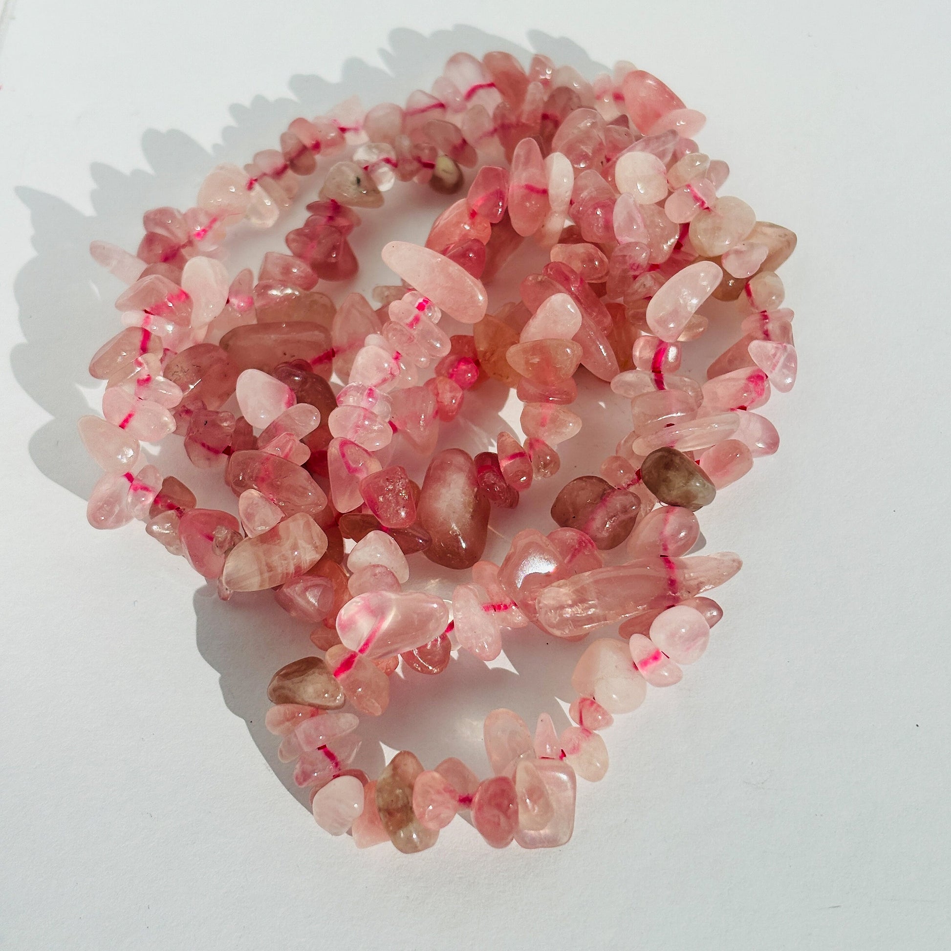 Rose Quartz Crystal Chip Bracelet