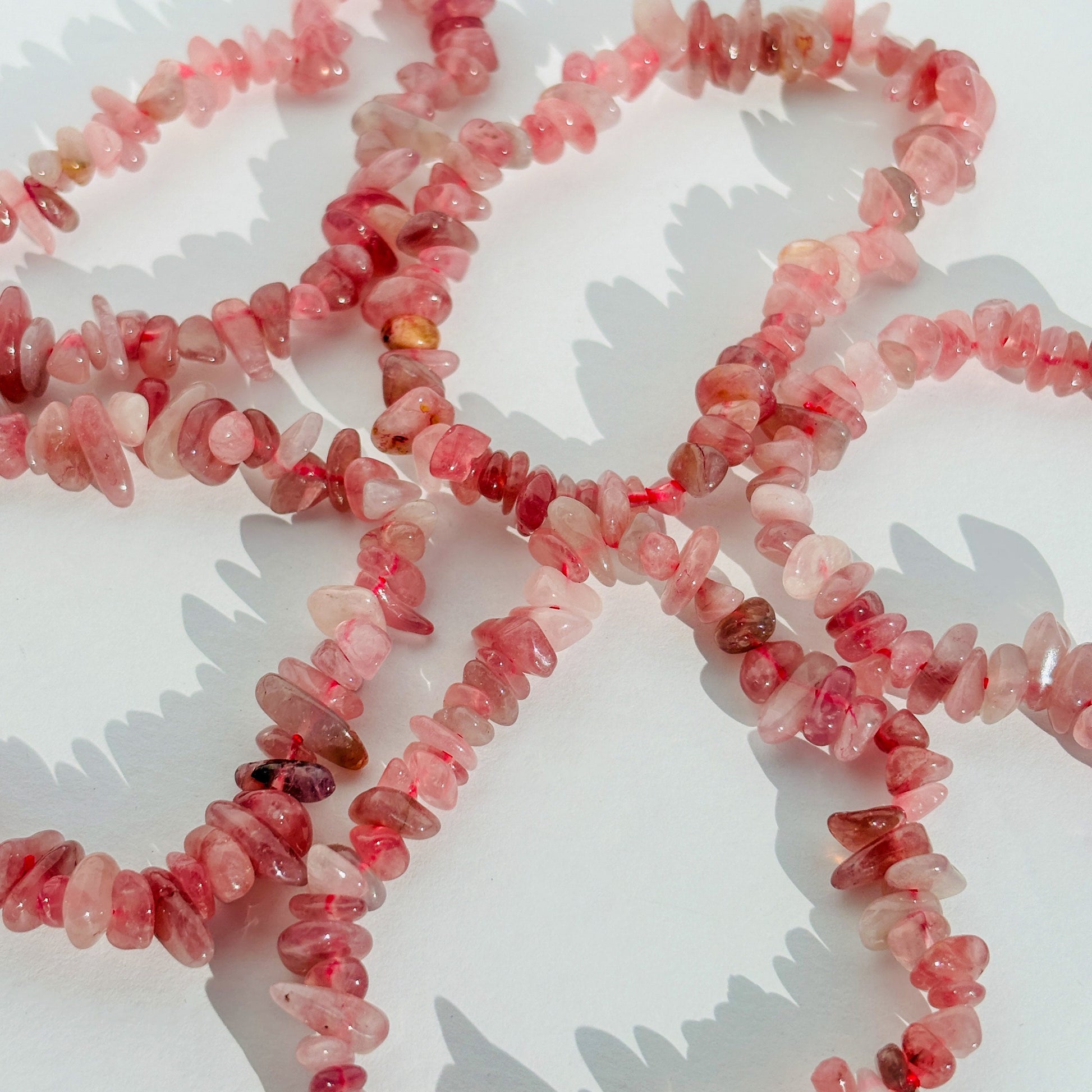 Lavender Rose Quartz Crystal Chip Bracelet