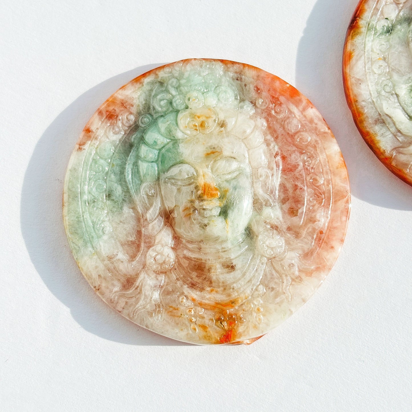 Orange Jade Sitting Buddha Crystal Cabochon