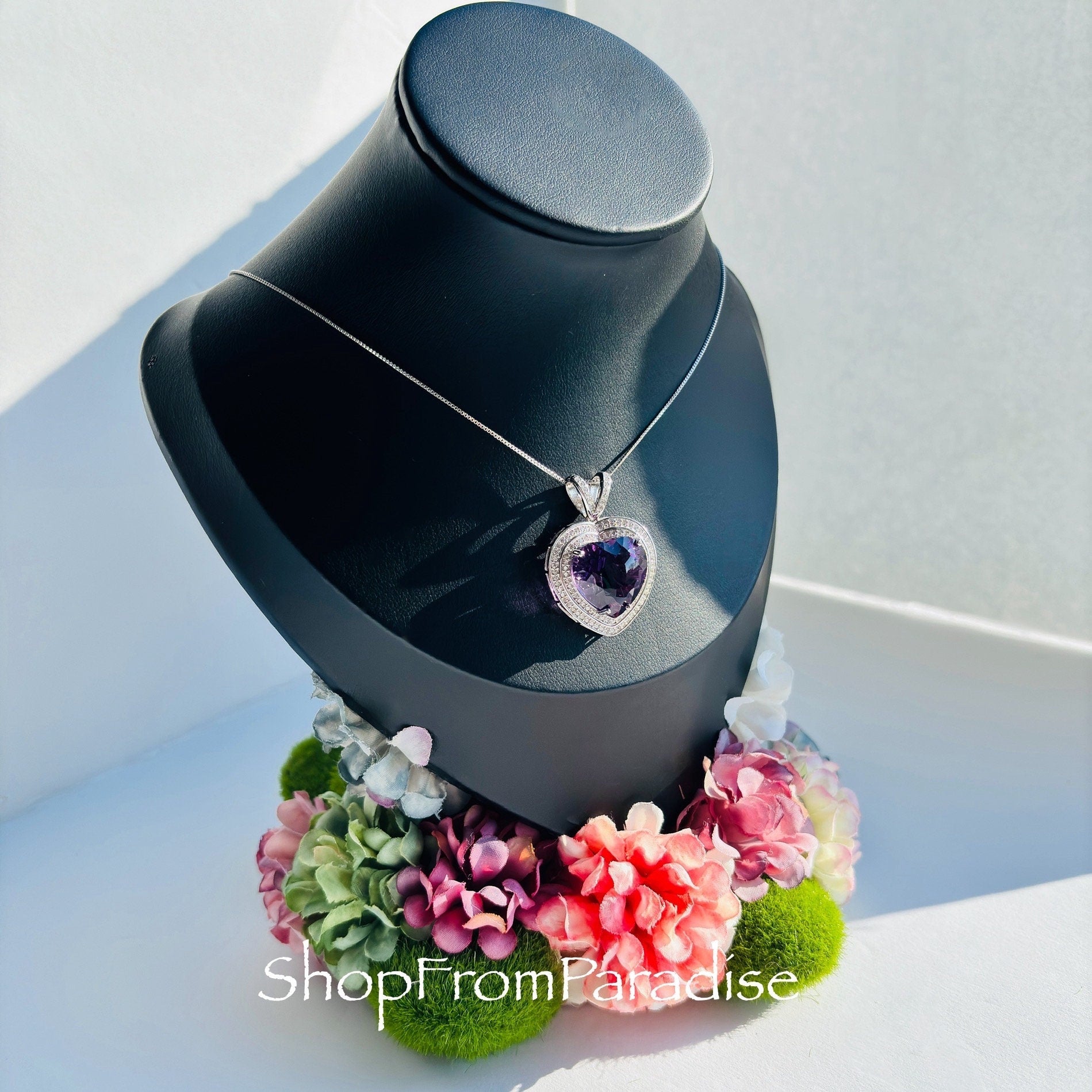 Amethyst Sterling Silver Womens Gemstone Necklace