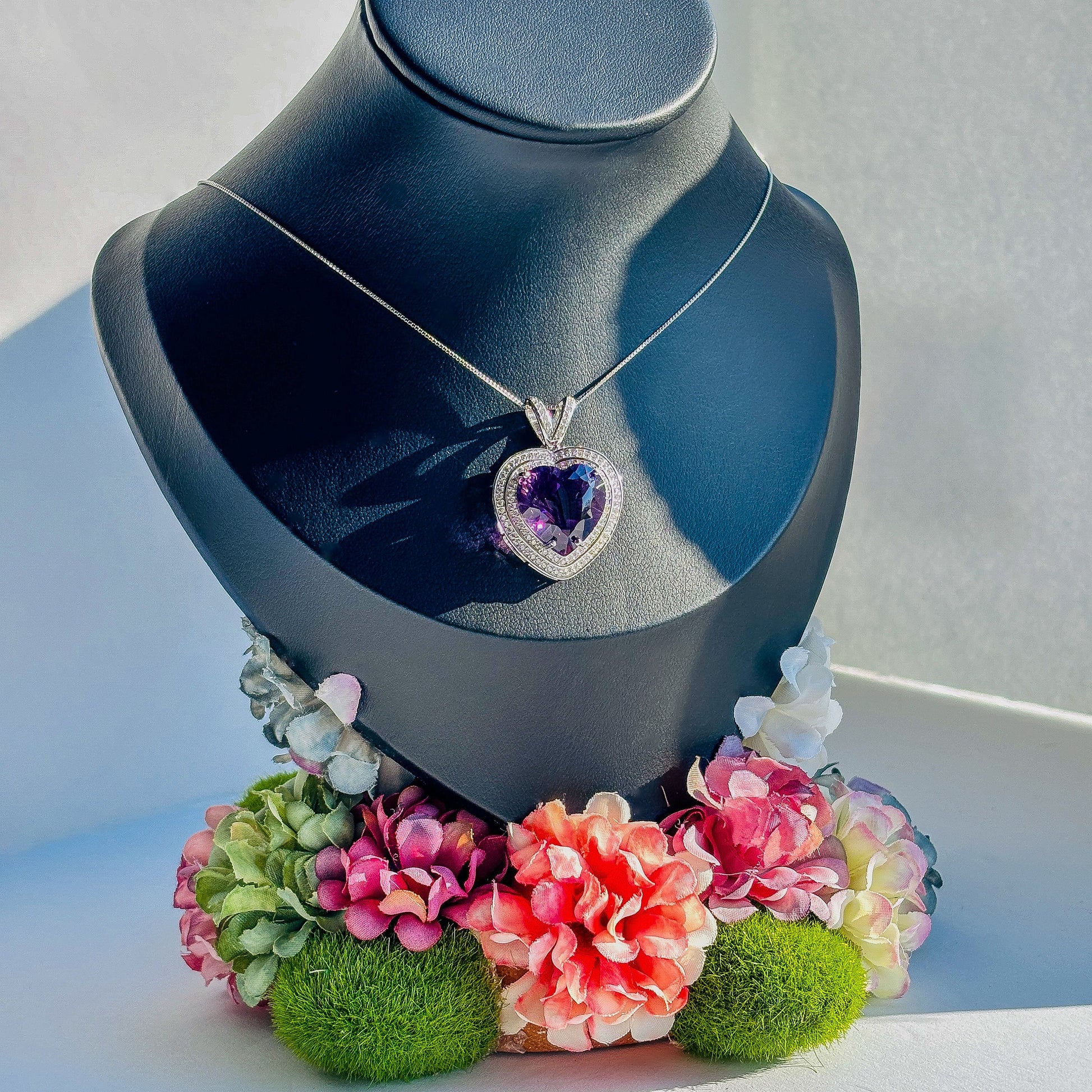 Amethyst Sterling Silver Womens Gemstone Necklace