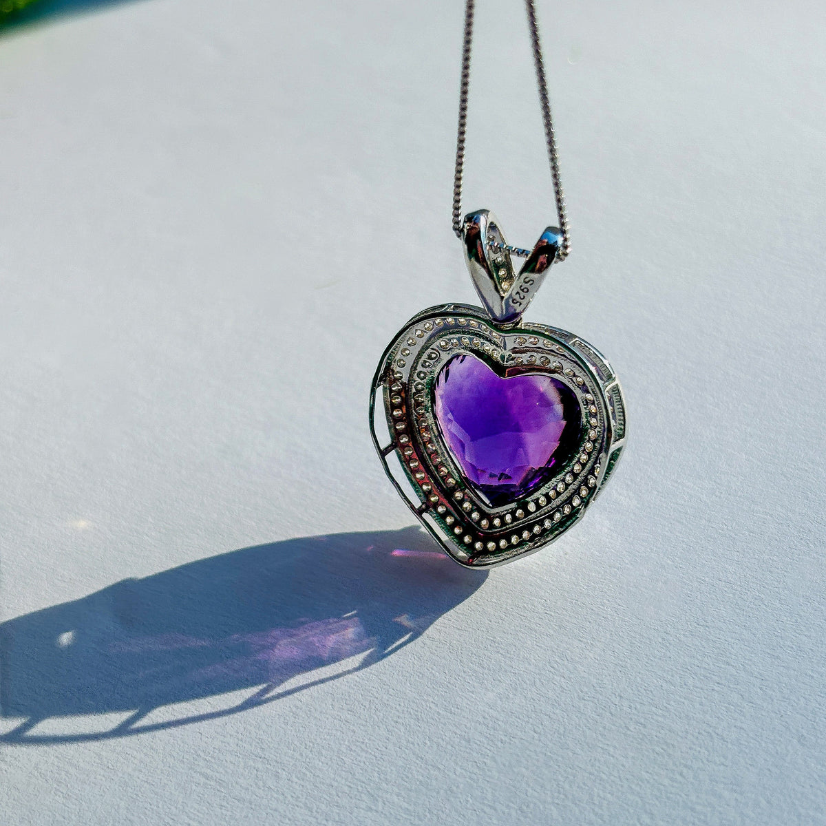 Amethyst Sterling Silver Womens Gemstone Necklace