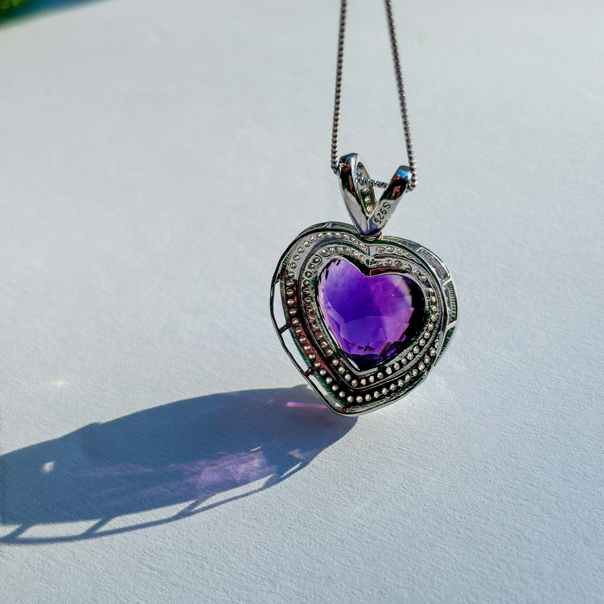 Amethyst Sterling Silver Womens Gemstone Necklace
