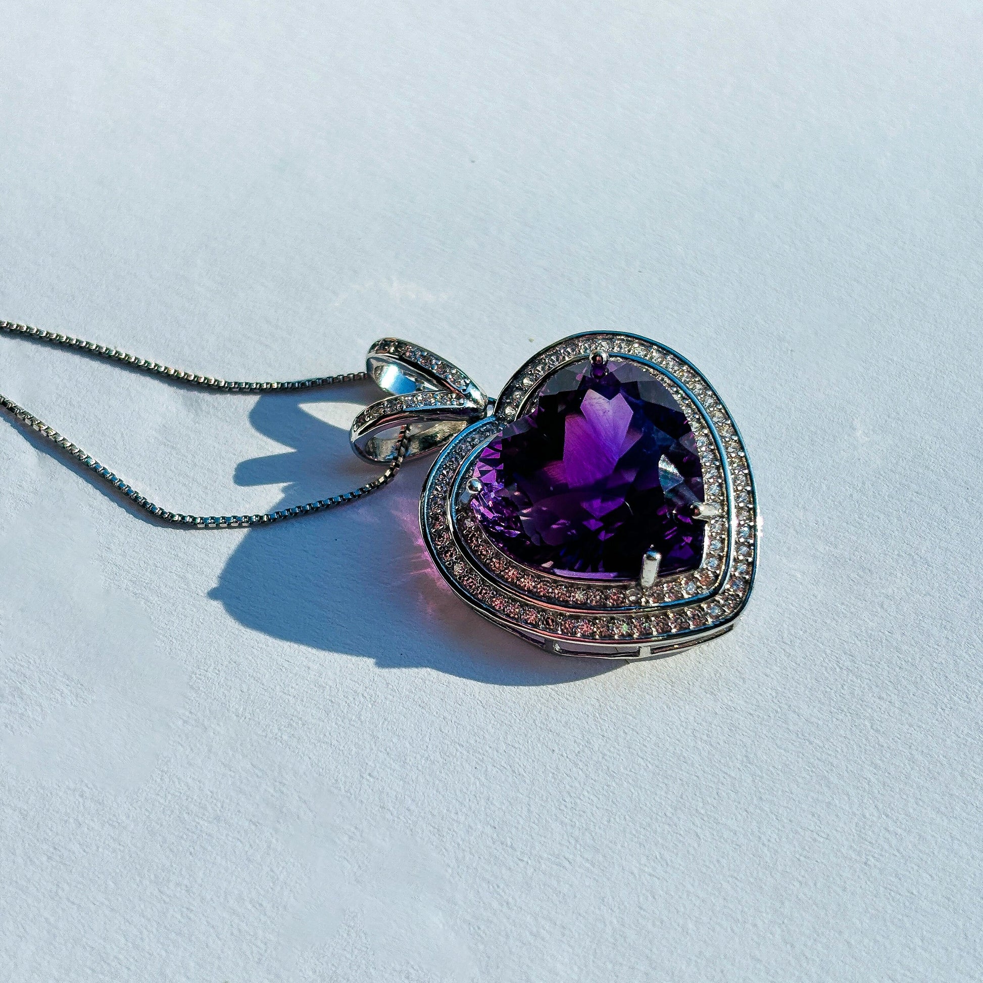 Amethyst Sterling Silver Womens Gemstone Necklace