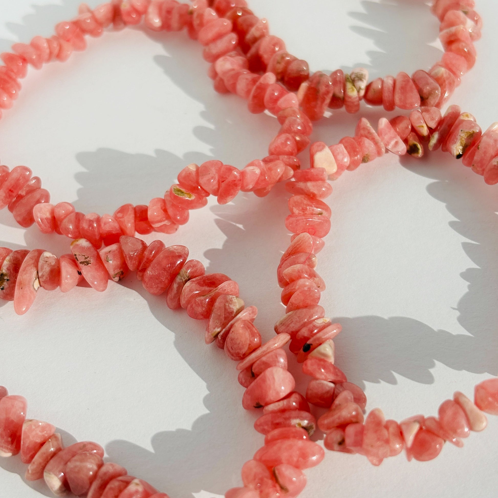Rhodochrosite Crystal Chip Bracelet