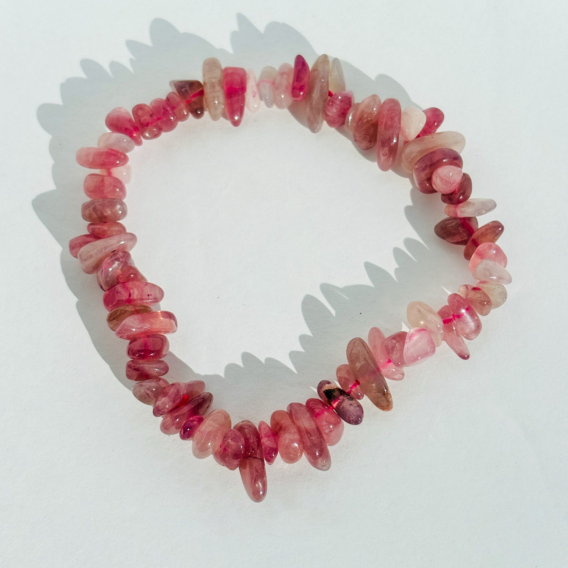 Lavender Rose Quartz Crystal Chip Bracelet