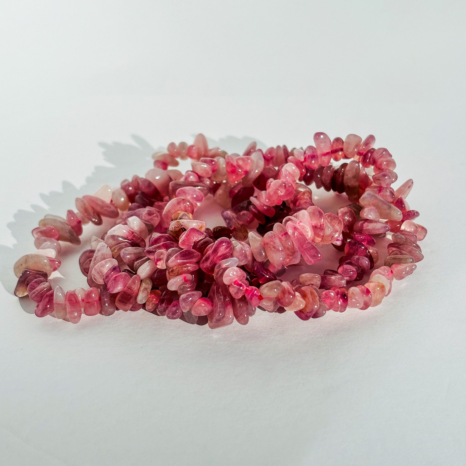 Lavender Rose Quartz Crystal Chip Bracelet