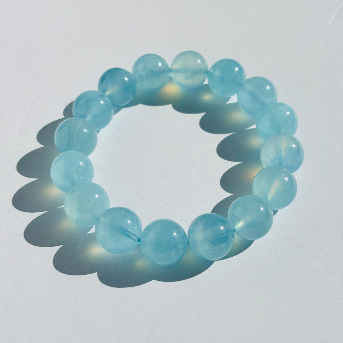 Aquamarine Girasol Crystal Stretch Gemstone Bracelet
