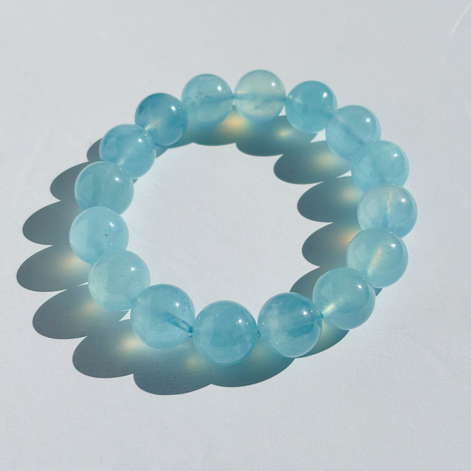 Aquamarine Girasol Crystal Stretch Gemstone Bracelet