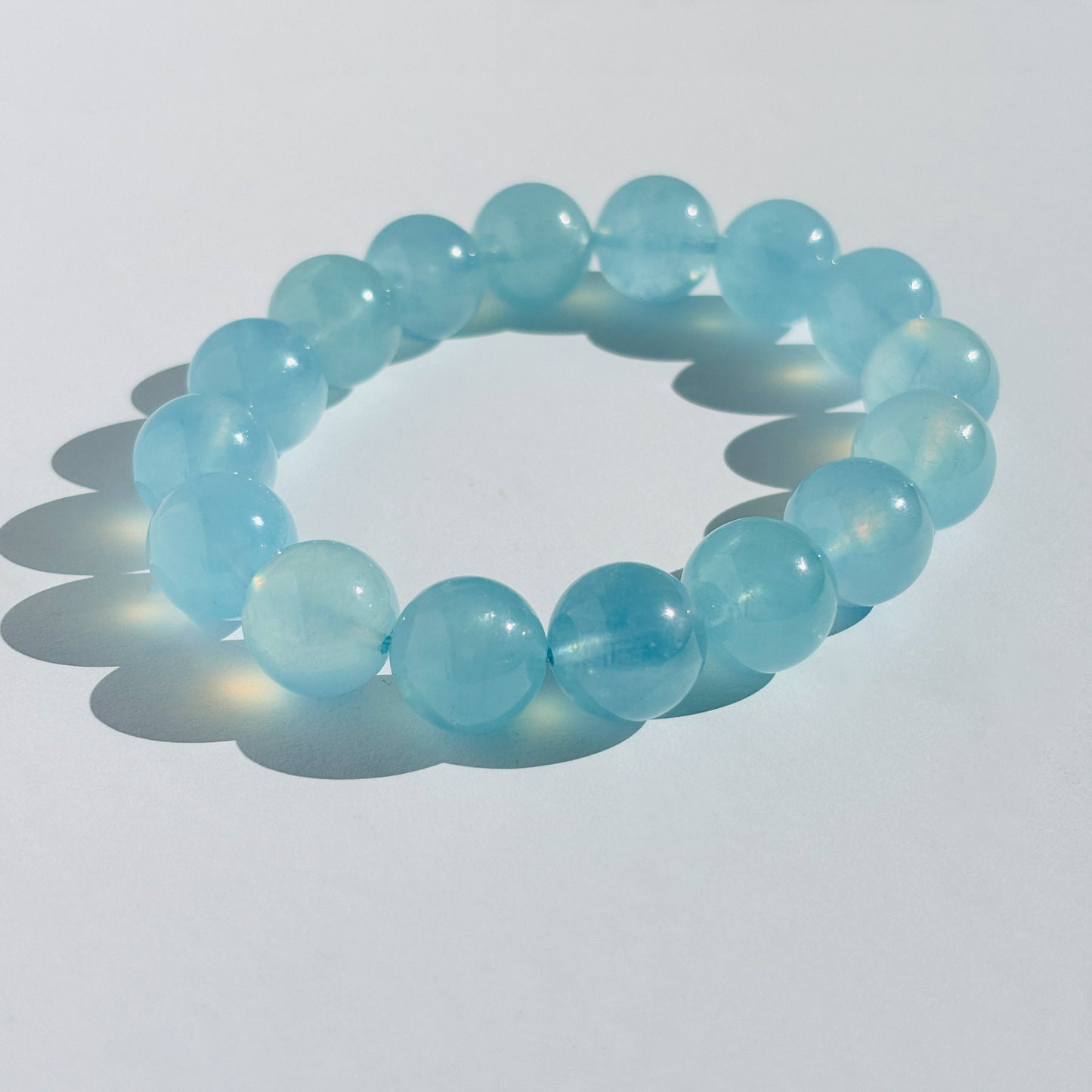 Aquamarine Girasol Crystal Stretch Gemstone Bracelet