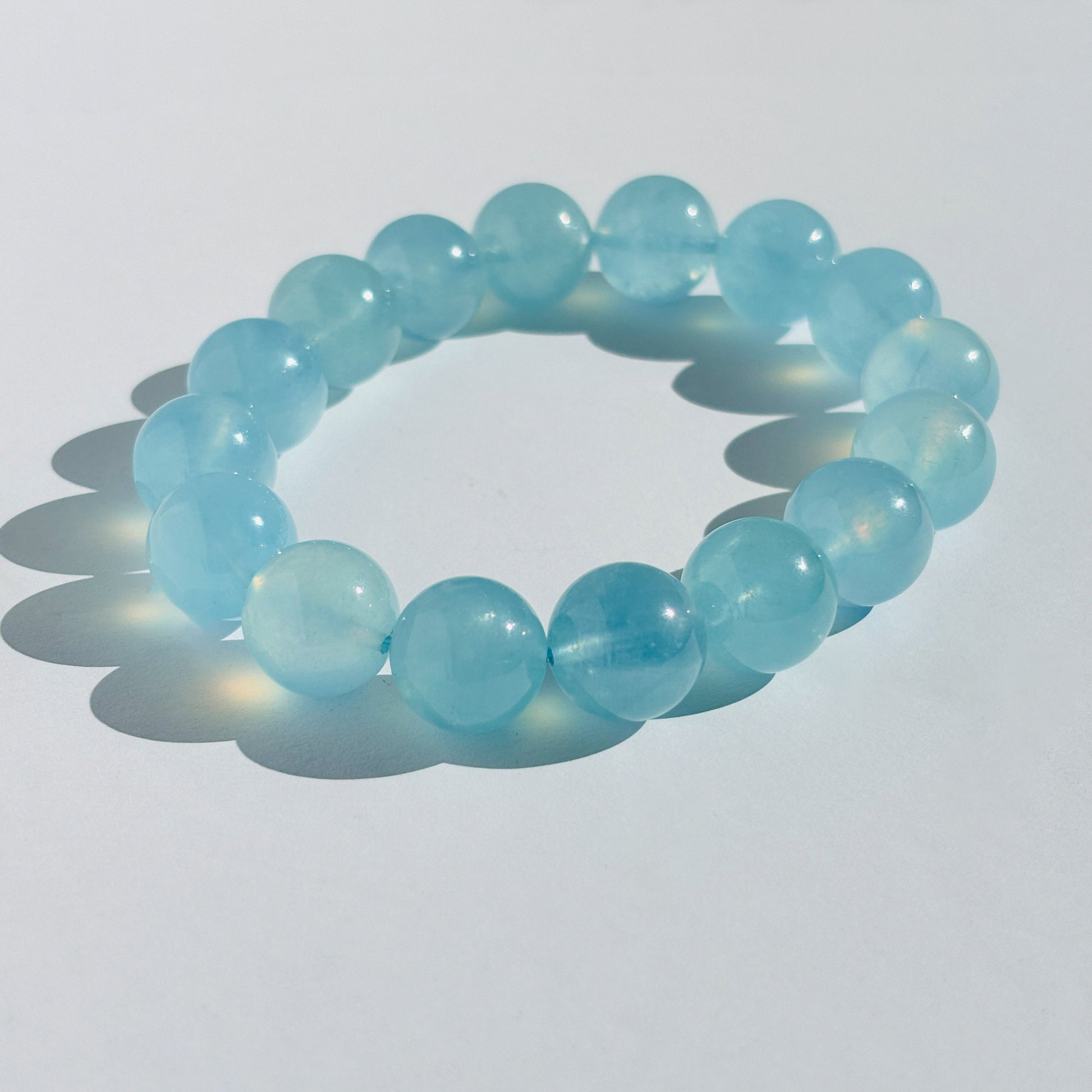 Aquamarine Girasol Crystal Stretch Gemstone Bracelet