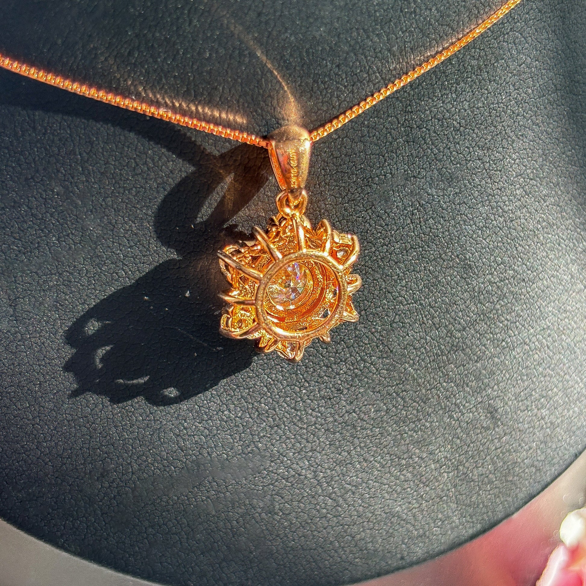 Rose Gold Moissanite Snowflake Womens Necklace
