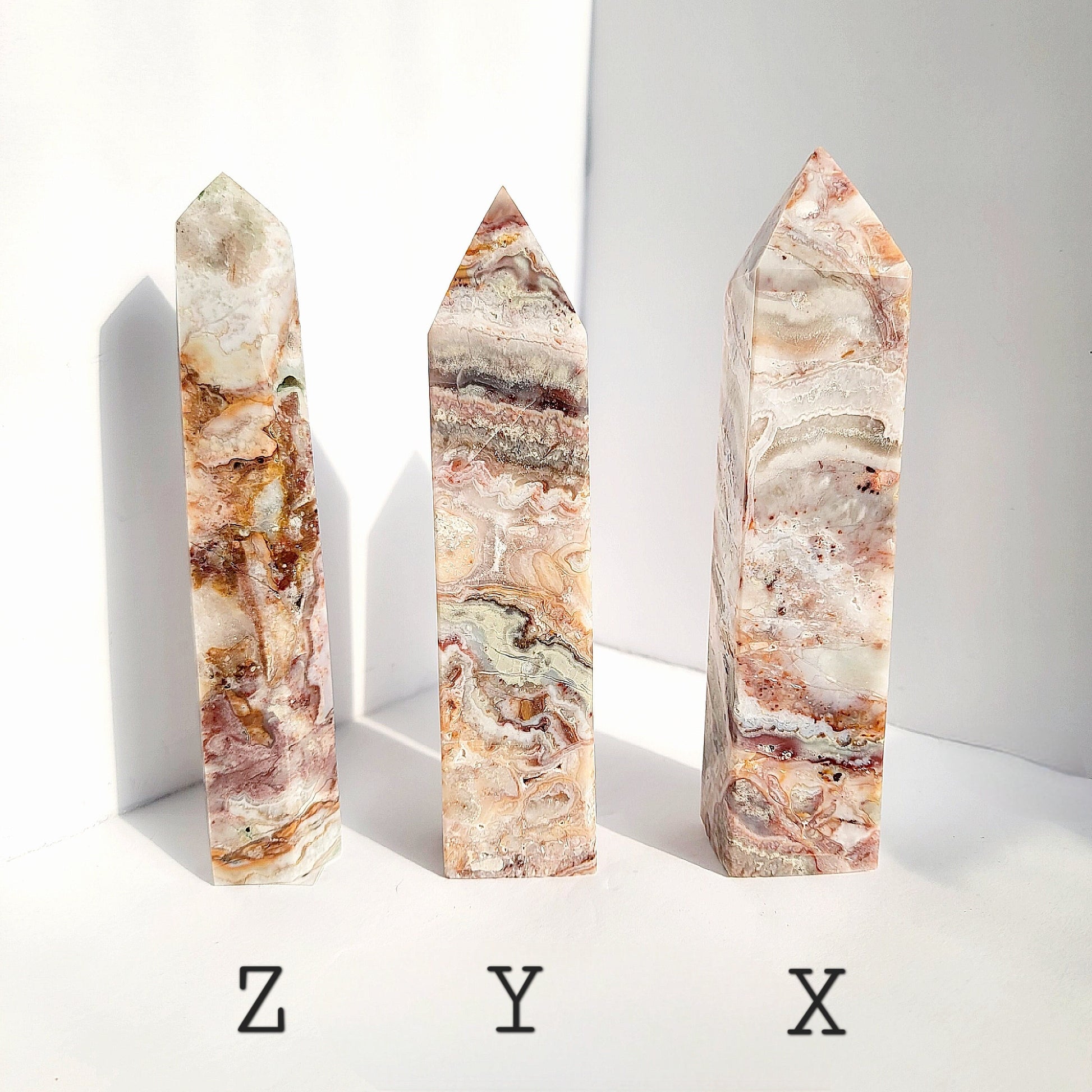Pink Crazy Lace Agate Crystal Tower