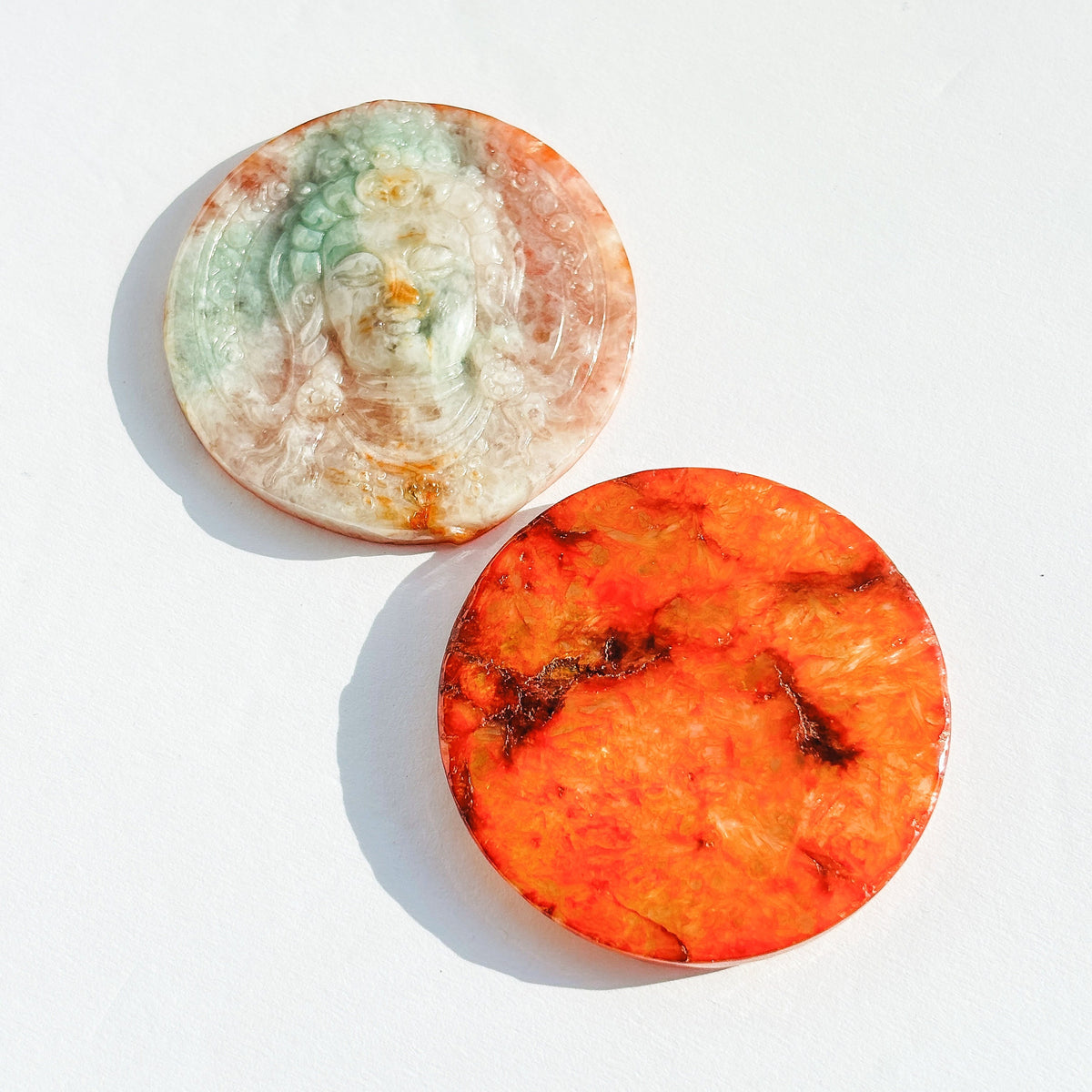 Orange Jade Sitting Buddha Crystal Cabochon
