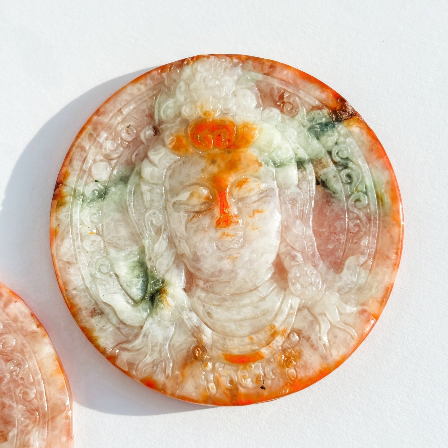 Orange Jade Sitting Buddha Crystal Cabochon