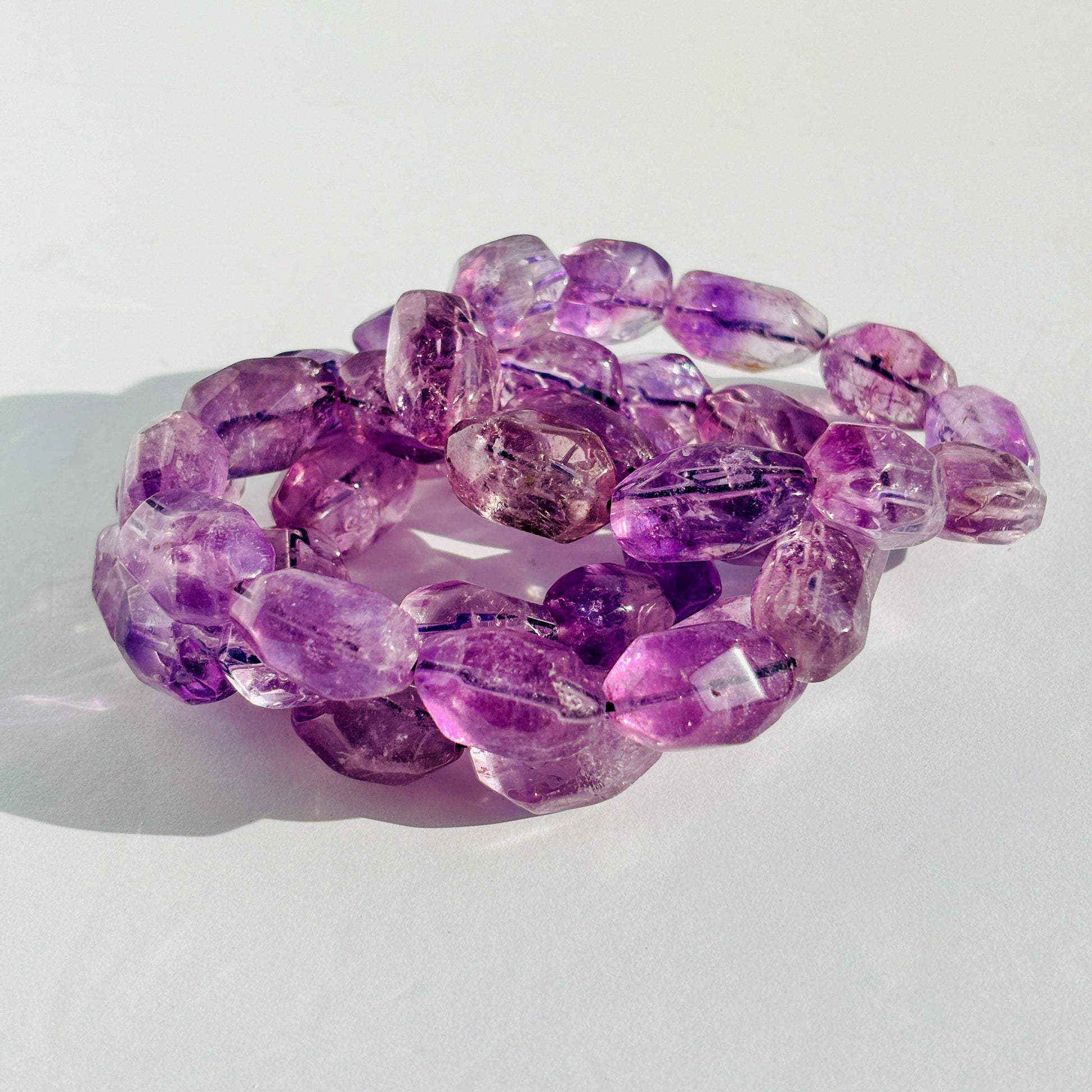 Amethyst Faceted Tumble Crystal Bracelet