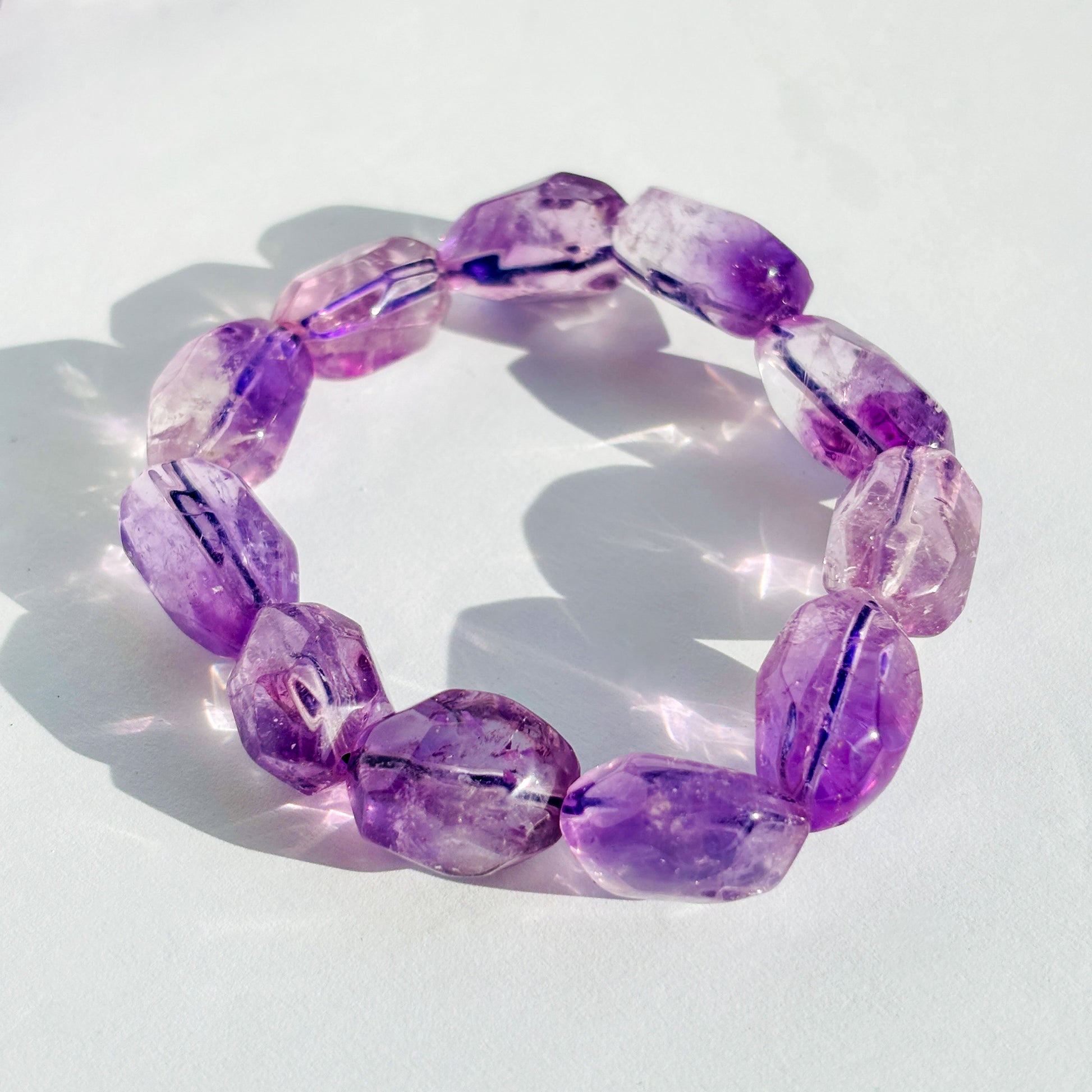 Amethyst Faceted Tumble Crystal Bracelet