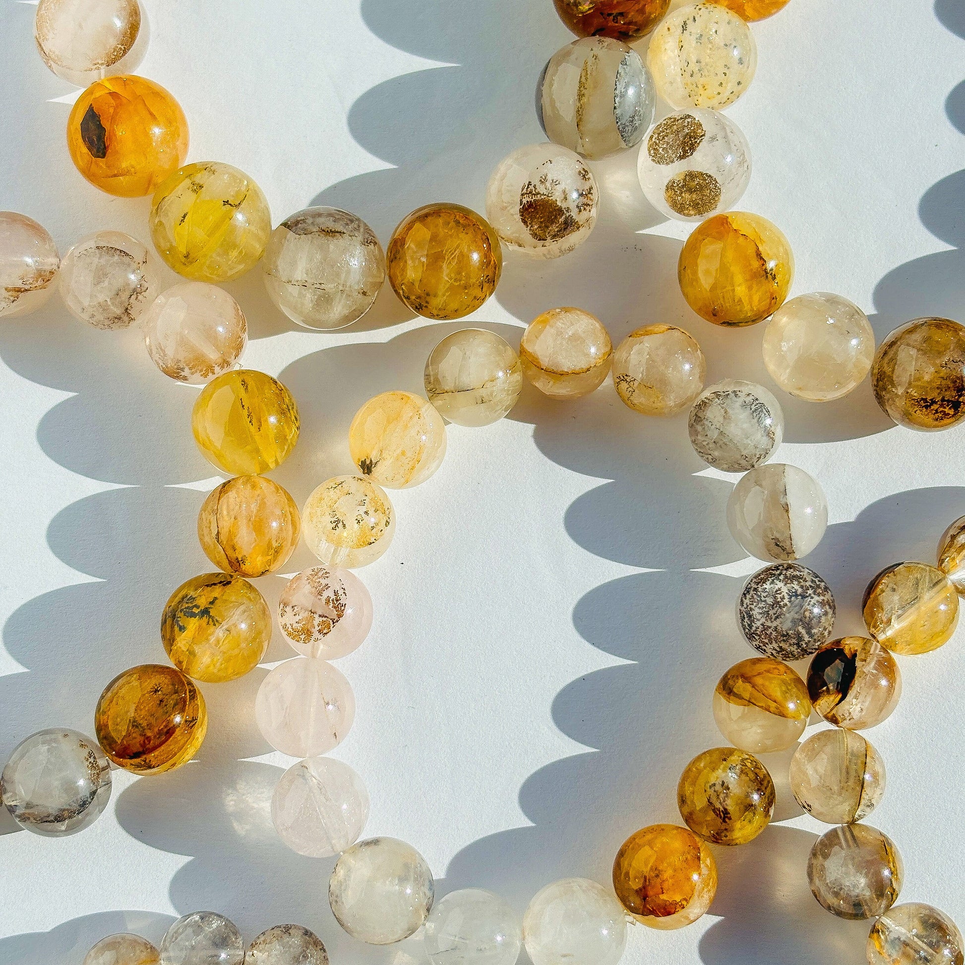 Dendritic Golden Healer Quartz Crystal Handmade Stretch Bracelet