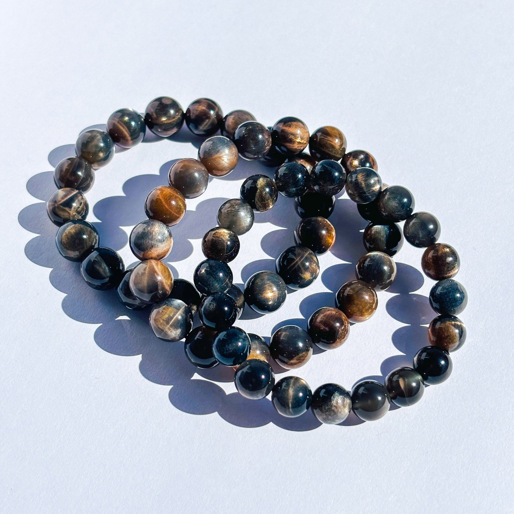 Black Moonstone Crystal Handmade Stretch Bracelet