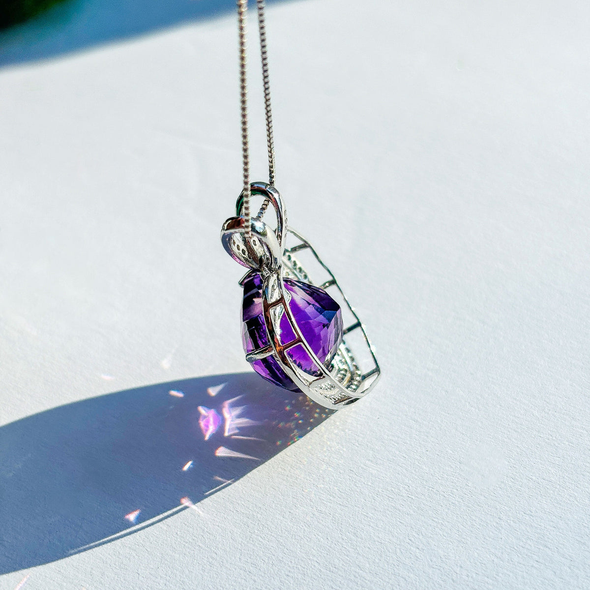 Amethyst Sterling Silver Womens Gemstone Necklace