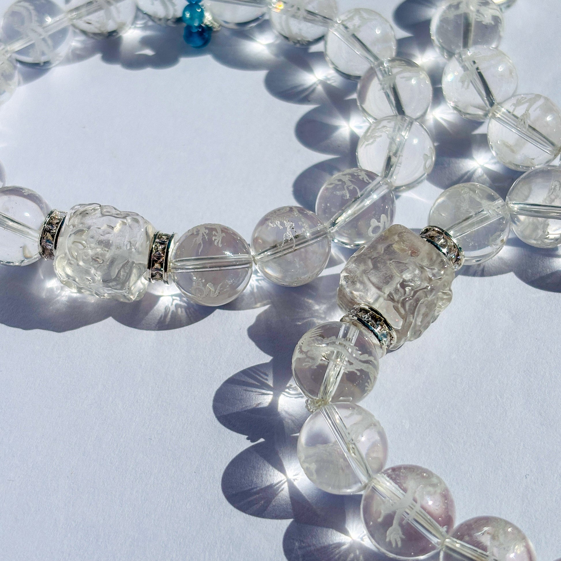 Clear Quartz and Aquamarine Dragon Bracelet