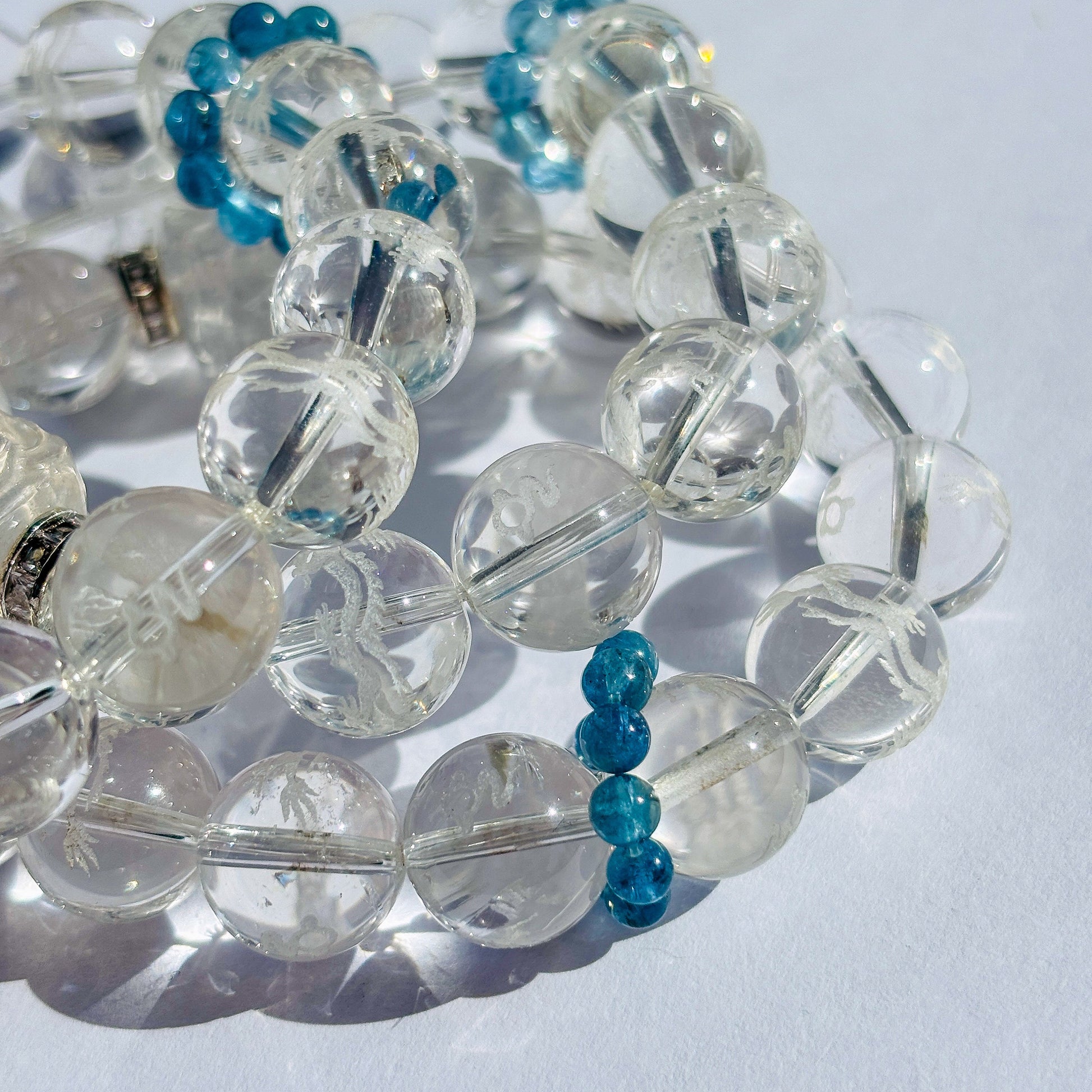 Clear Quartz and Aquamarine Dragon Bracelet