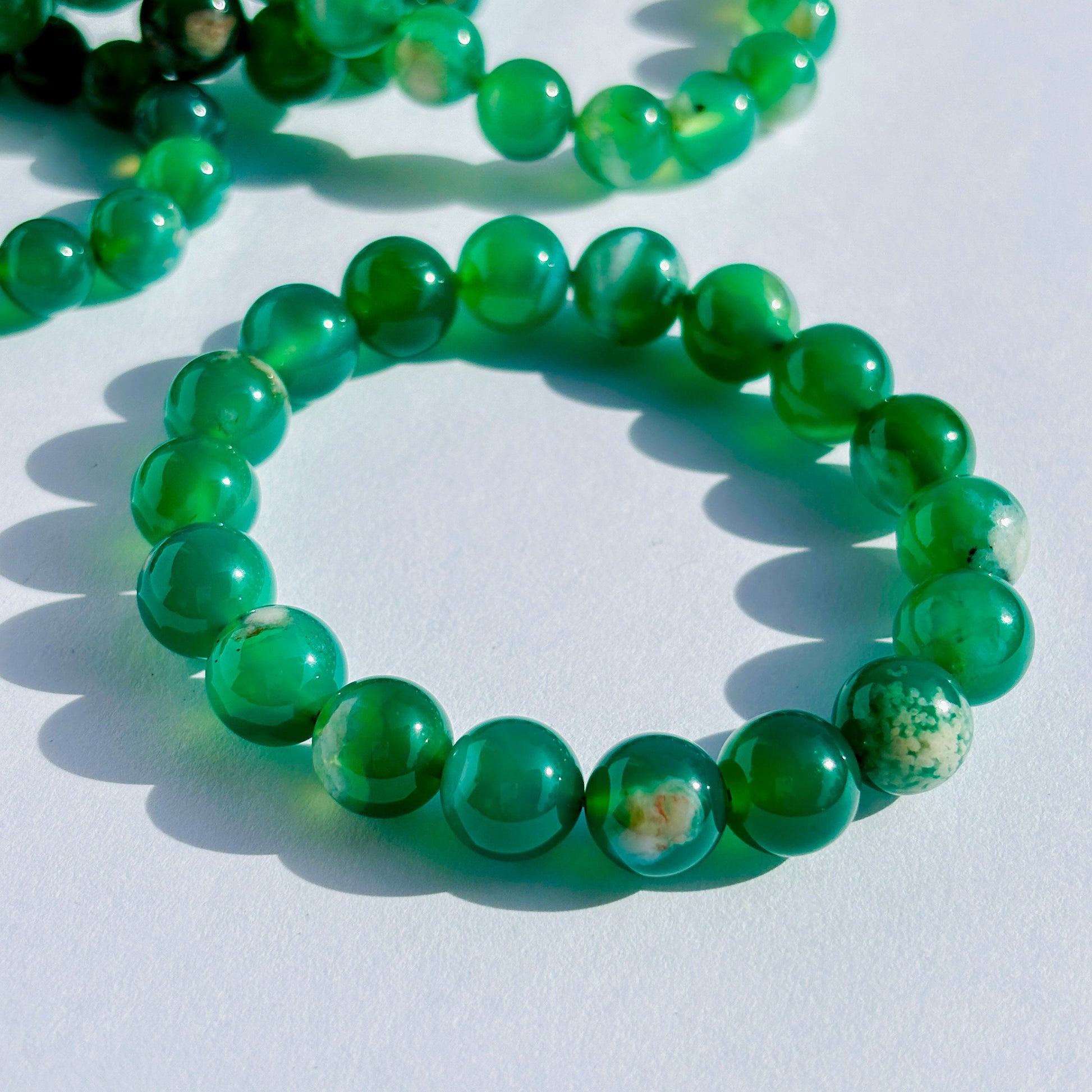 Green Flower Agate Crystal Bracelet