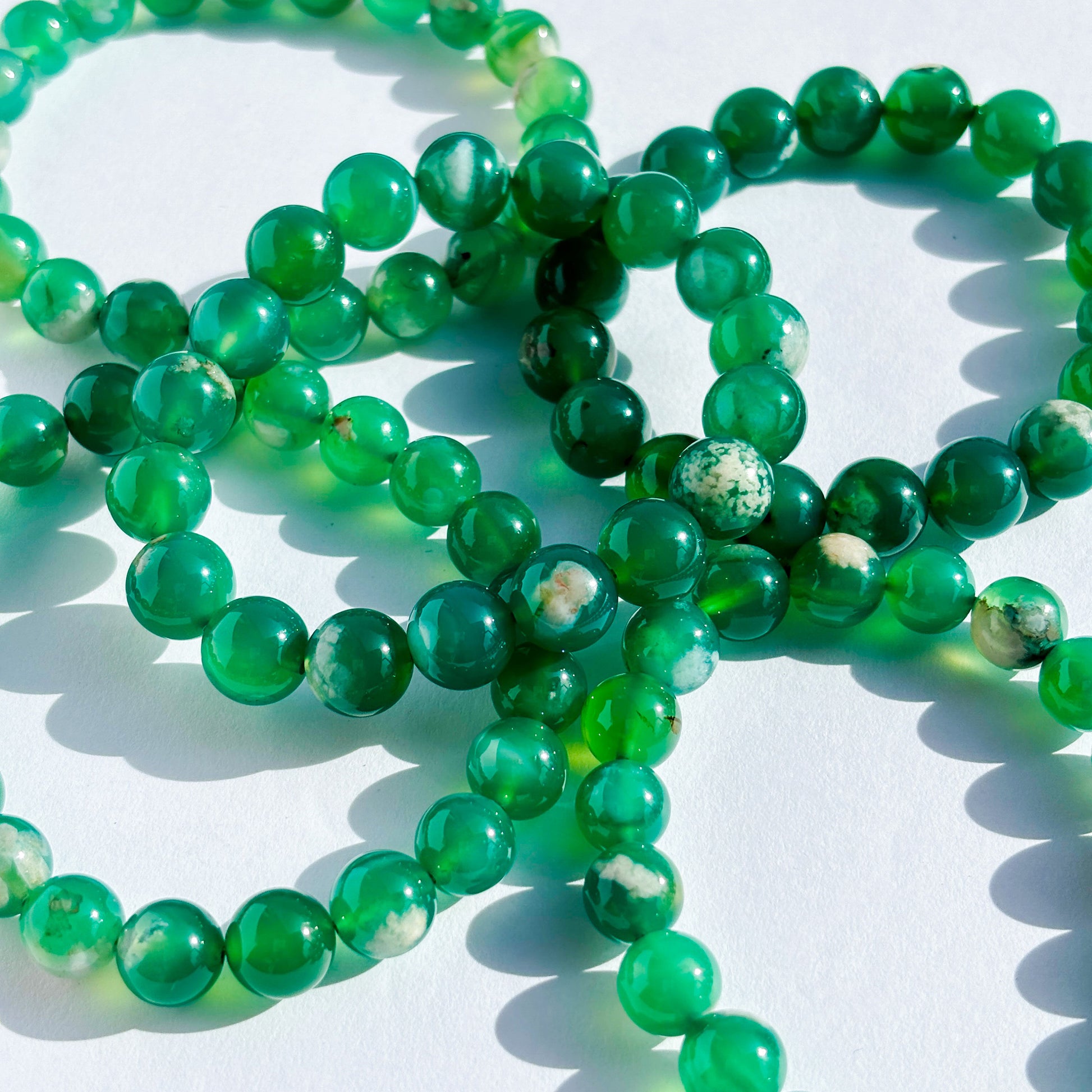 Green Flower Agate Crystal Bracelet