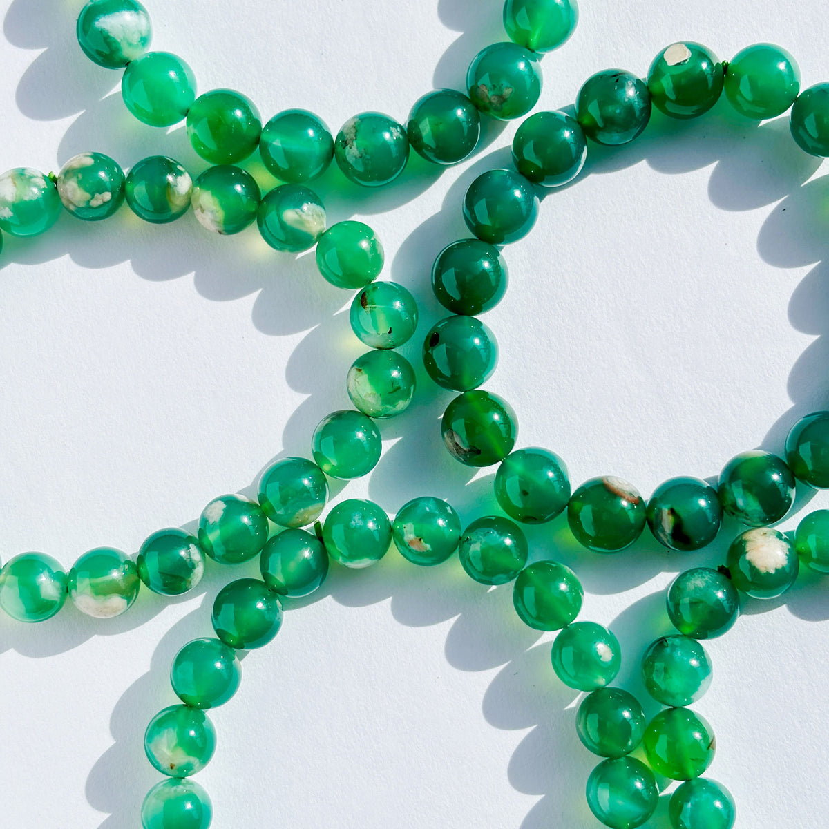 Green Flower Agate Crystal Bracelet