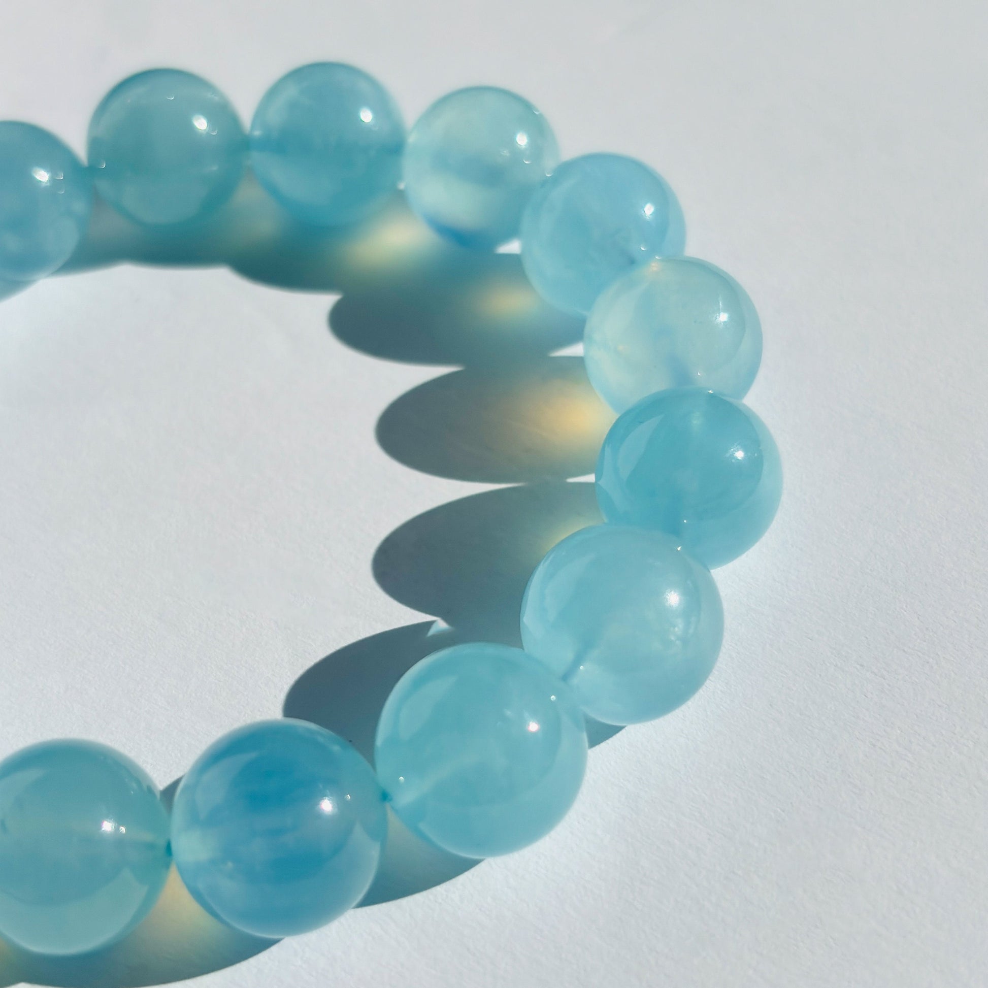 Aquamarine Girasol Crystal Stretch Gemstone Bracelet