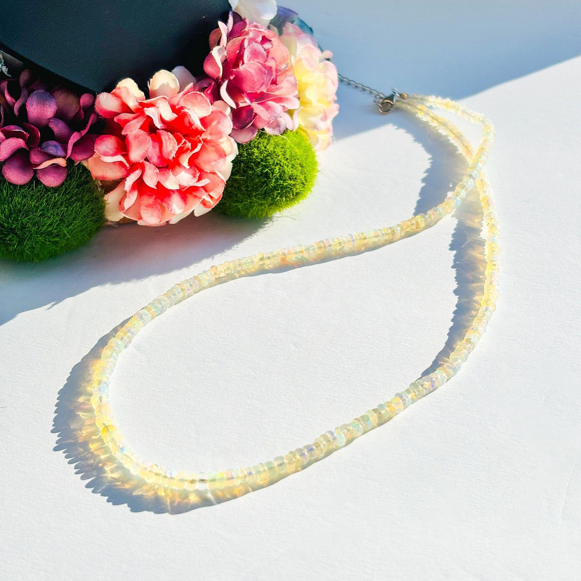 White Opal Sterling Silver Choker